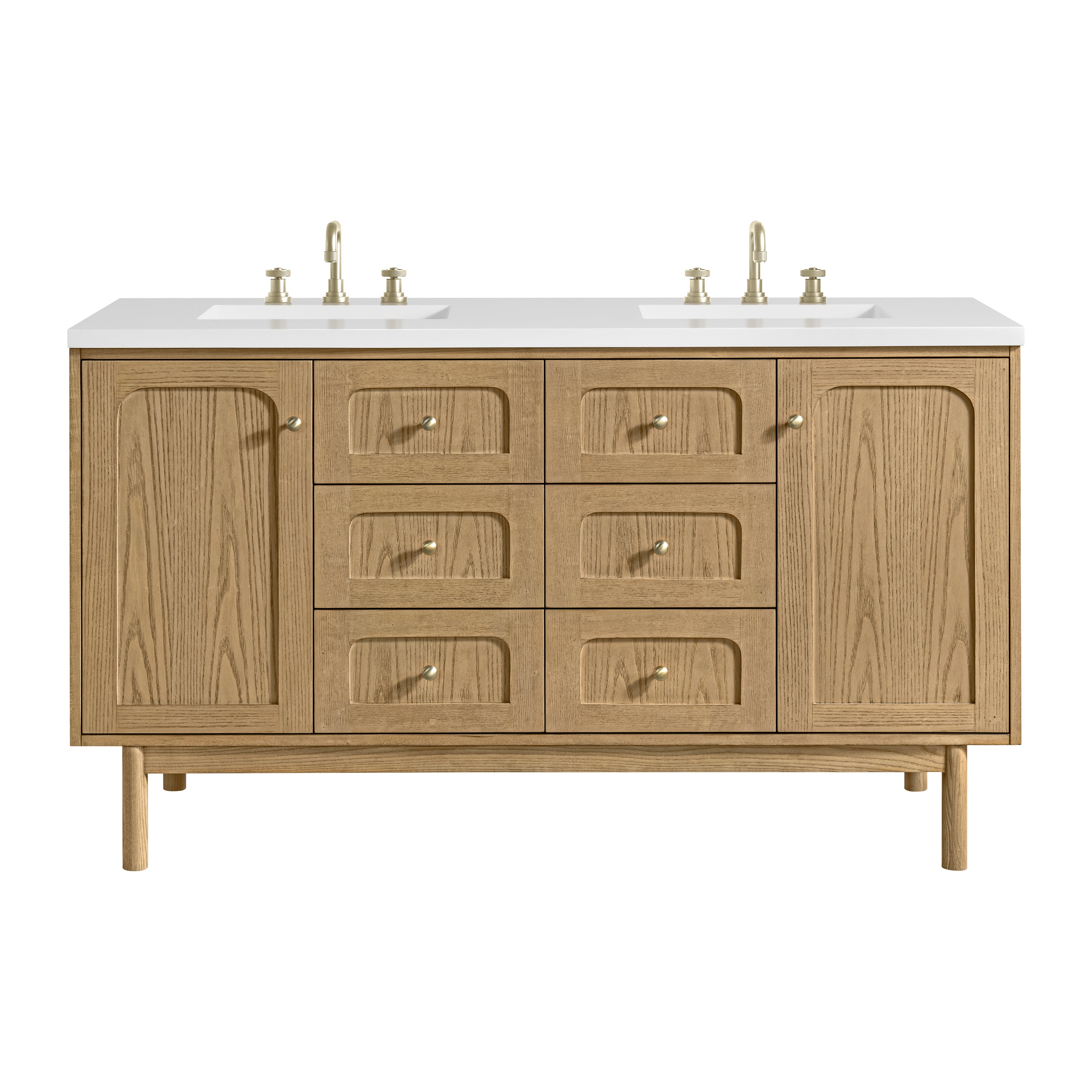 James Martin Laurent 60" Double Vanity in Light Natural Oak with 3cm Countertop
