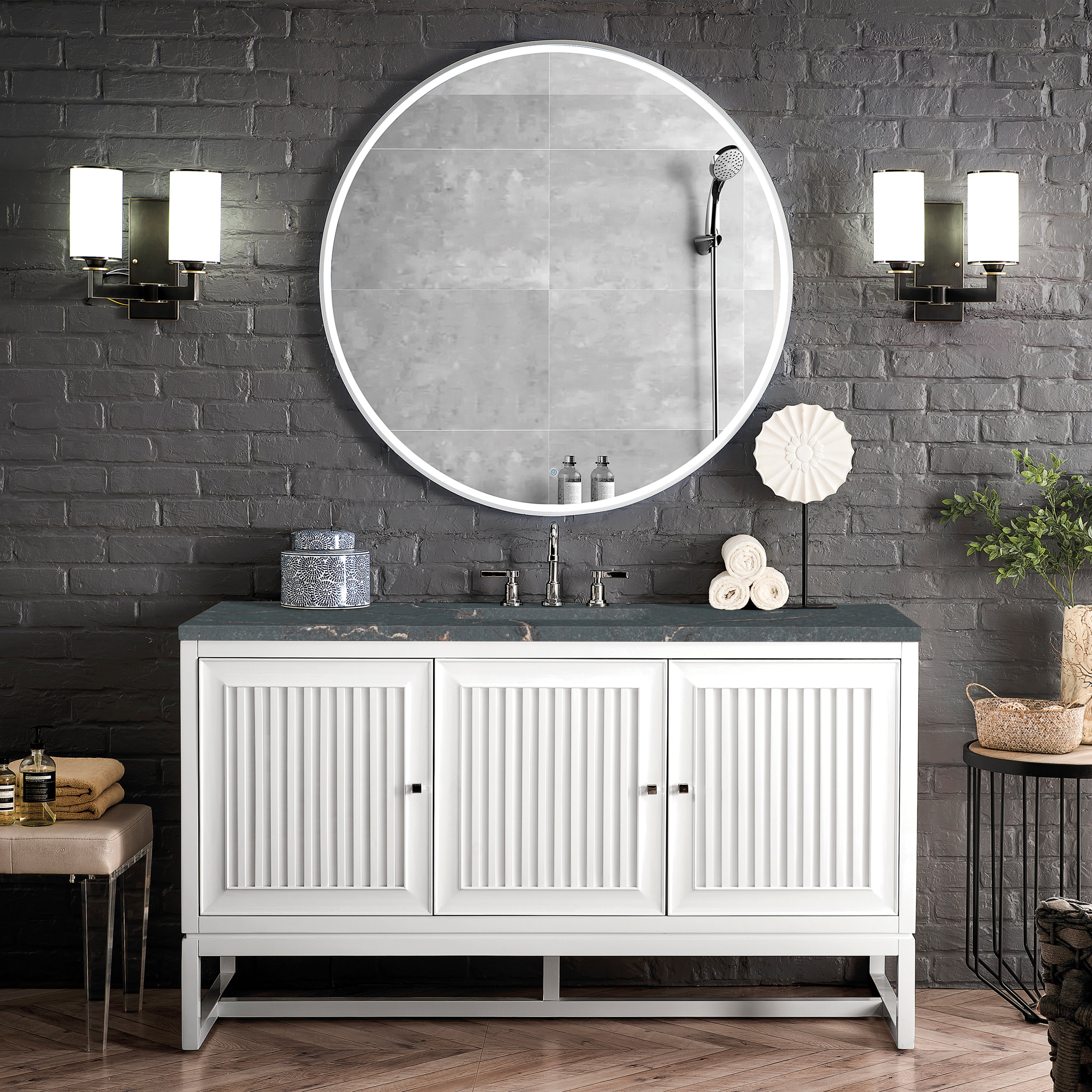 James Martin Athens 60" Single Vanity in Glossy White with 3cm Countertop