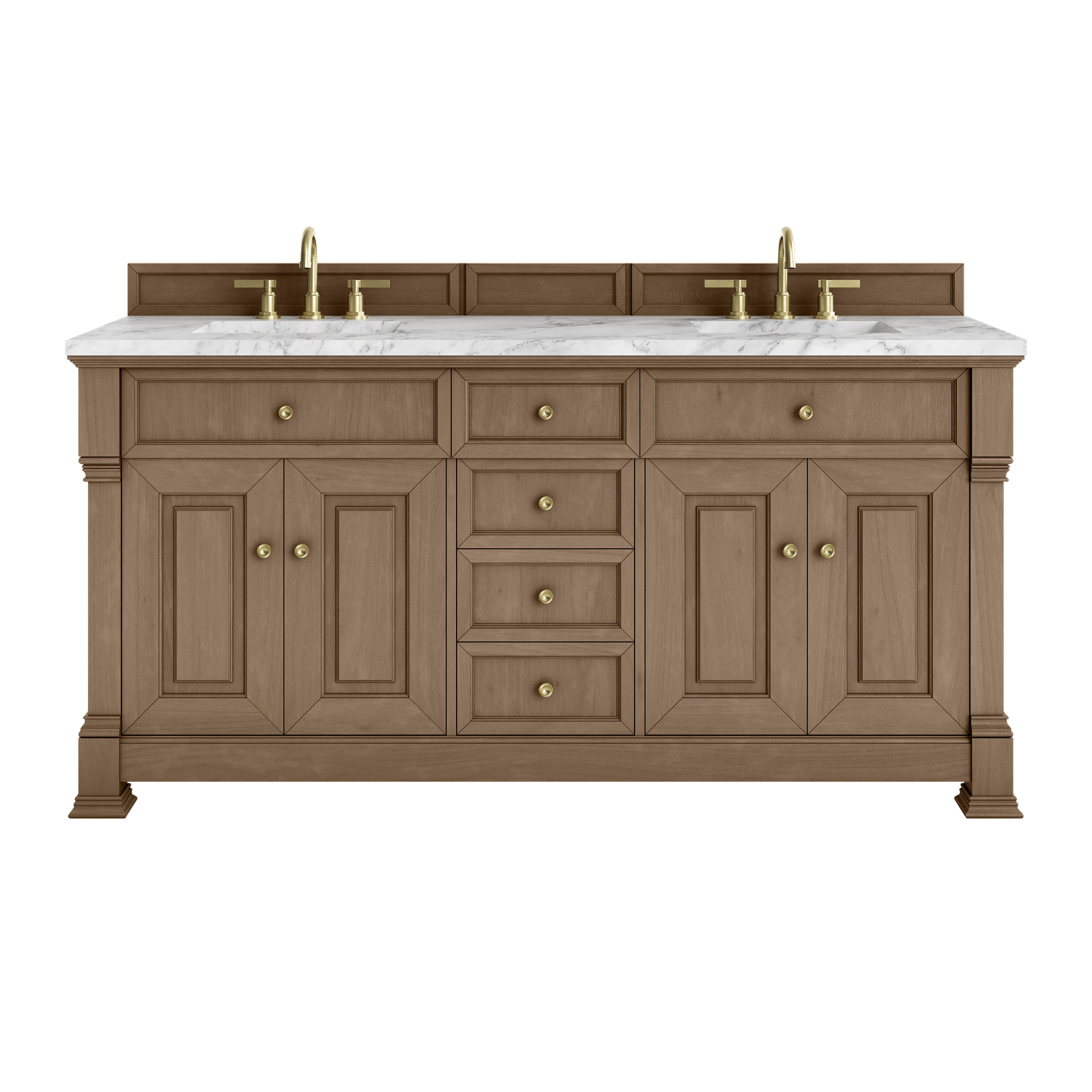 James Martin Brookfield 72" Double Vanity in Pecan with 3cm Countertop