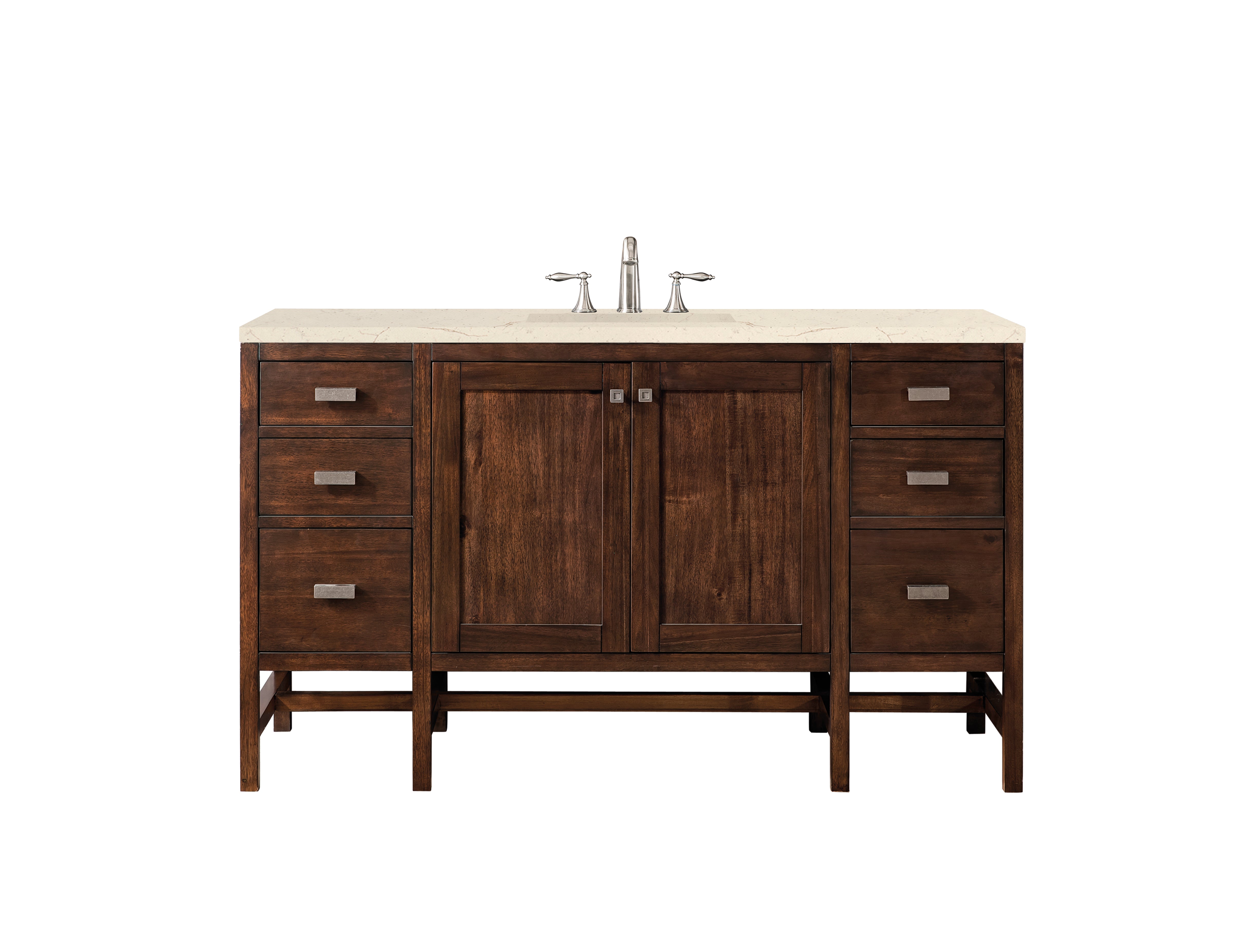 James Martin Addison 60" Single Vanity in Mid-Century Acacia with 3cm Countertop