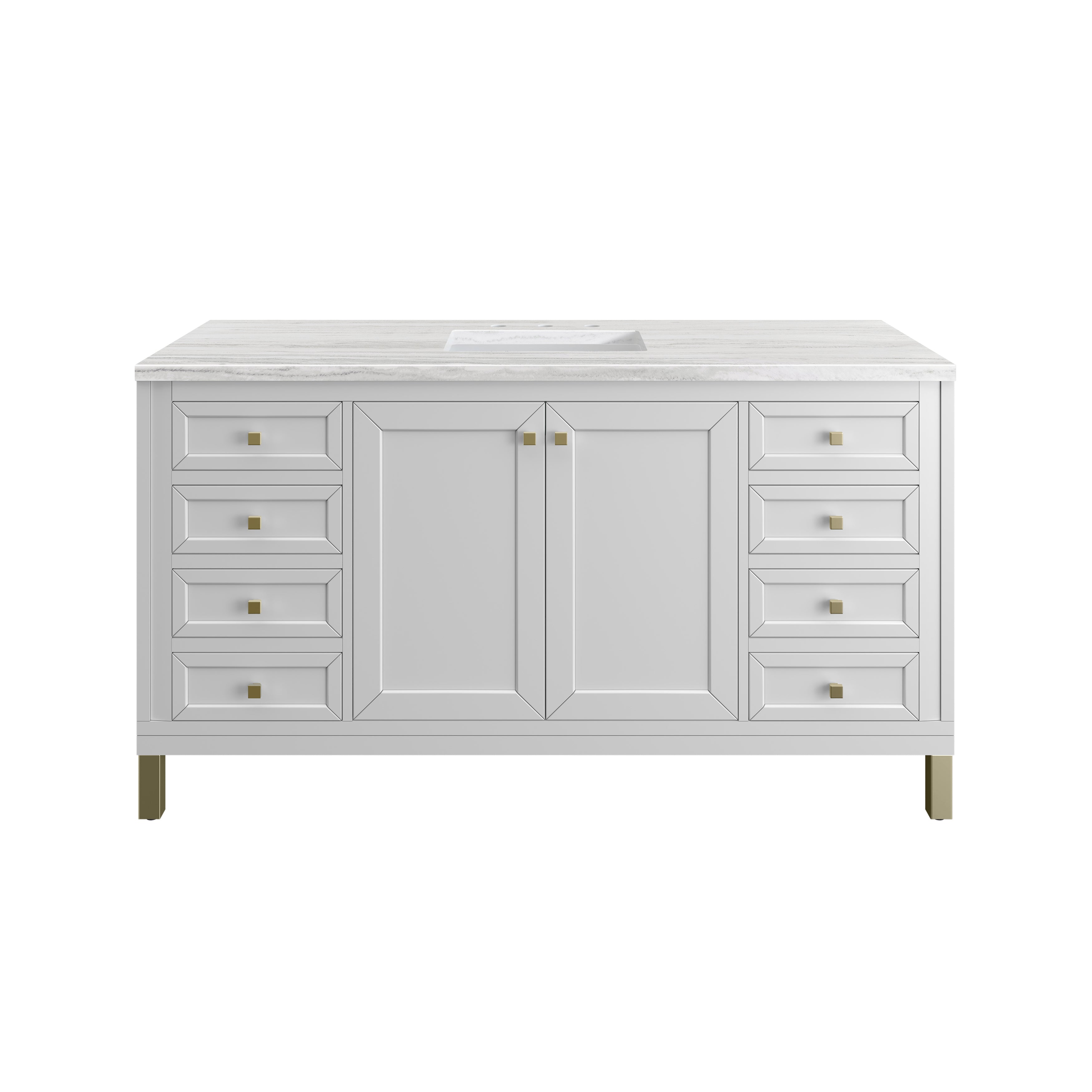 James Martin Chicago 60" Single Vanity in Glossy White with 3cm Countertop