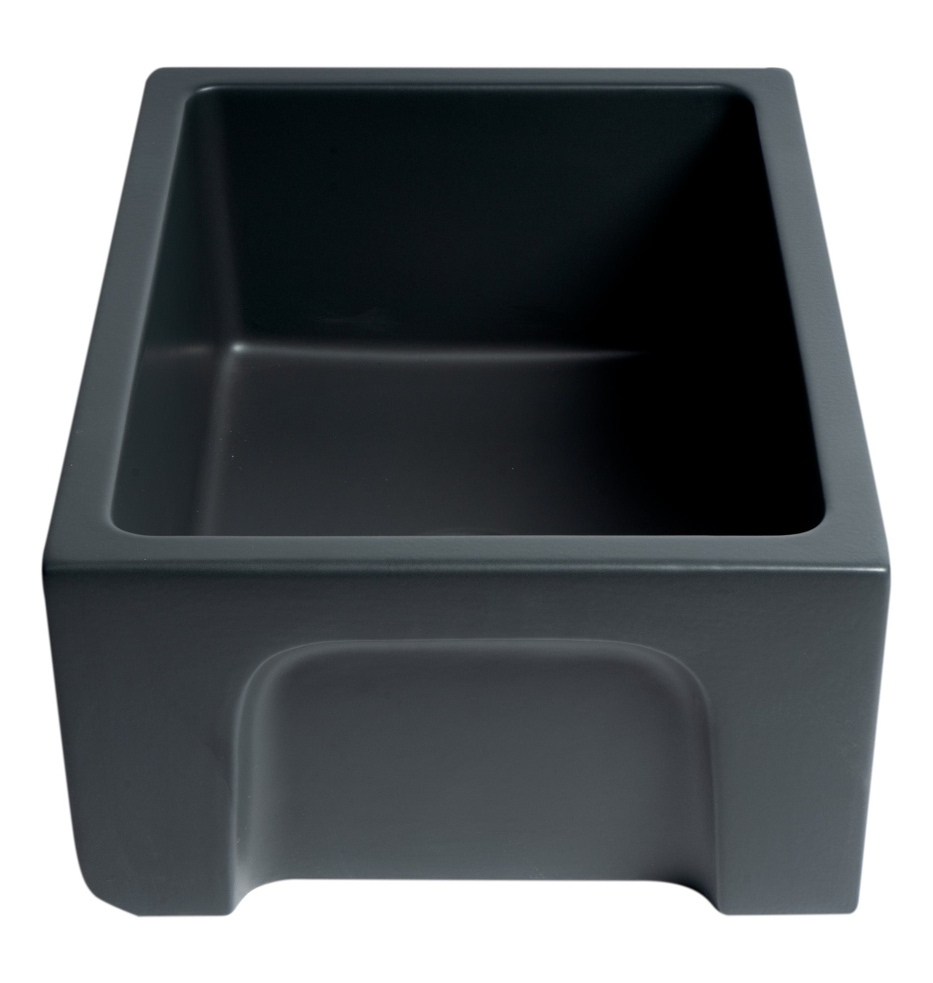 ALFI brand AB2418HS 24" Reversible Smooth / Fluted Single Bowl Fireclay Farm Sink – Biscuit, Black Gloss, Black Matte, White