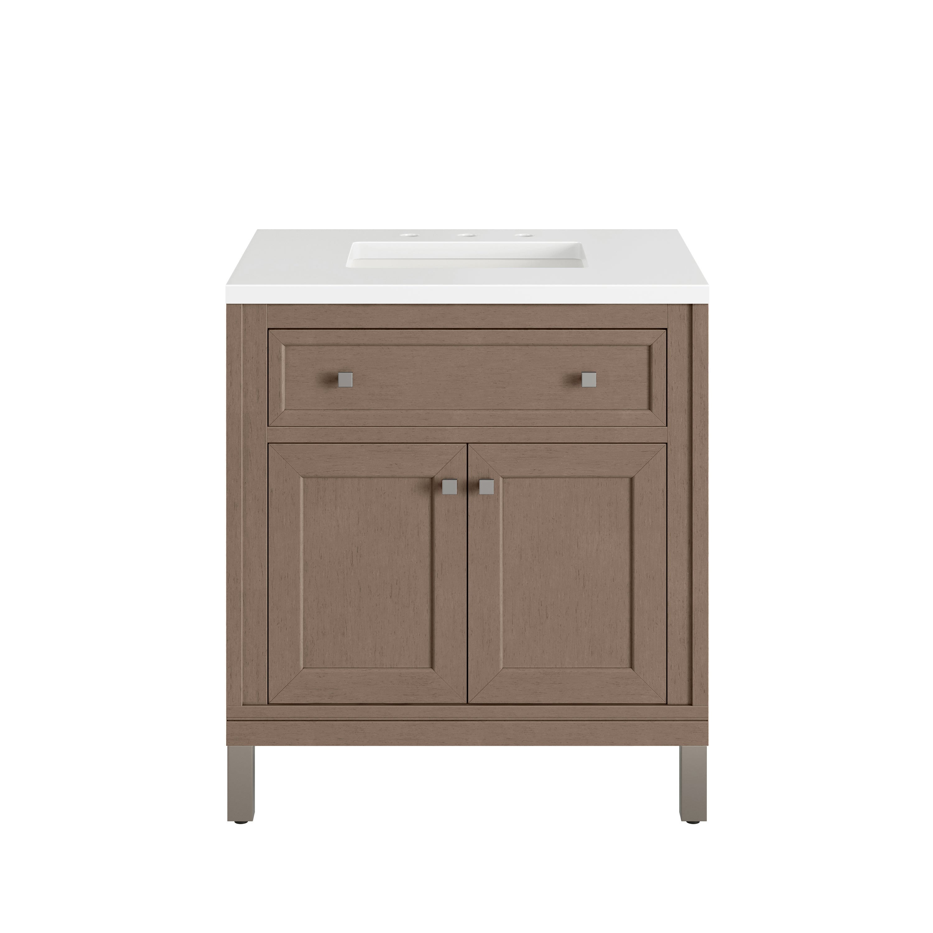 James Martin Chicago 30" Single Vanity in Walnut Whisper with 3cm Countertop