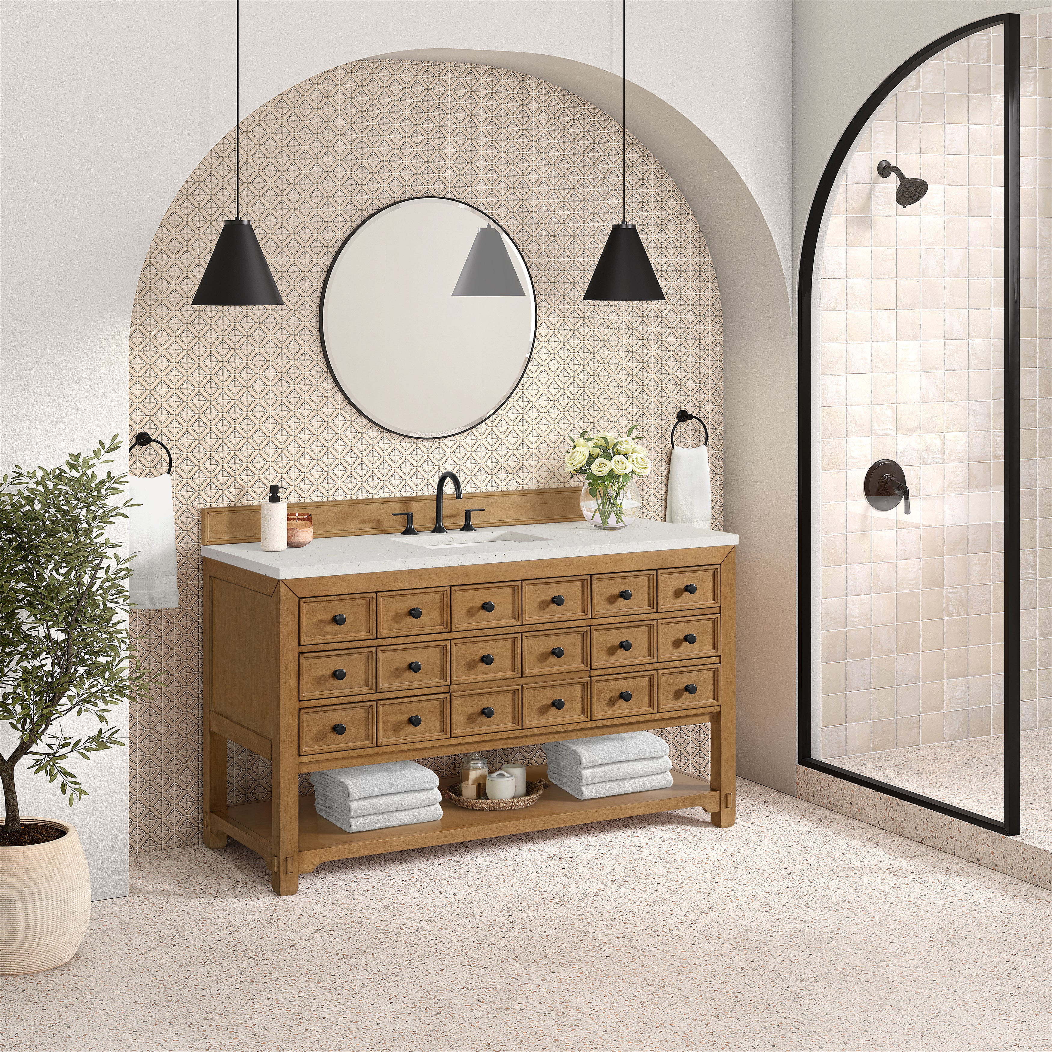 James Martin Malibu 60" Single Vanity in Amber Birch with 3cm Countertop