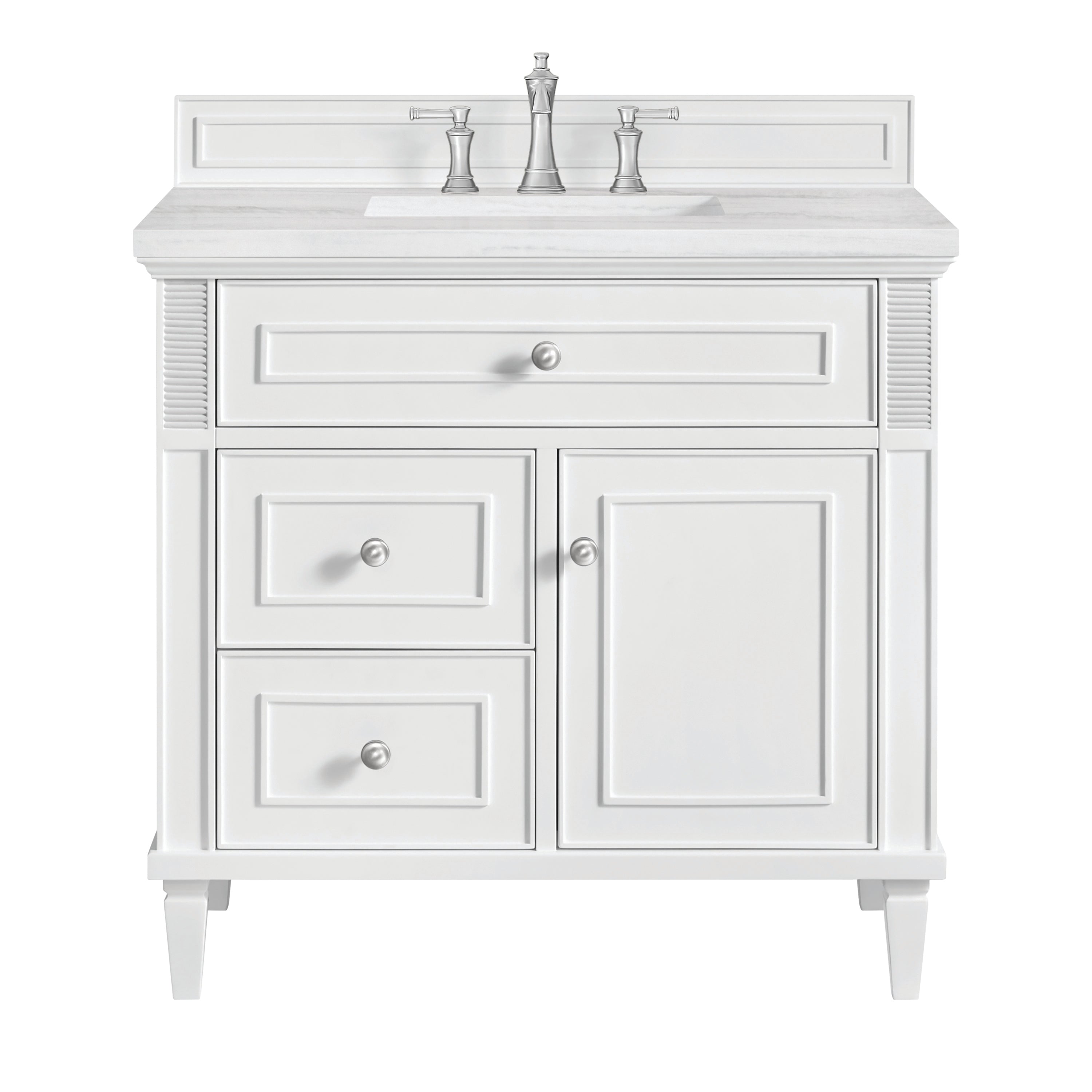 James Martin Lorelai 36" Single Vanity in Bright White with 3cm Countertop