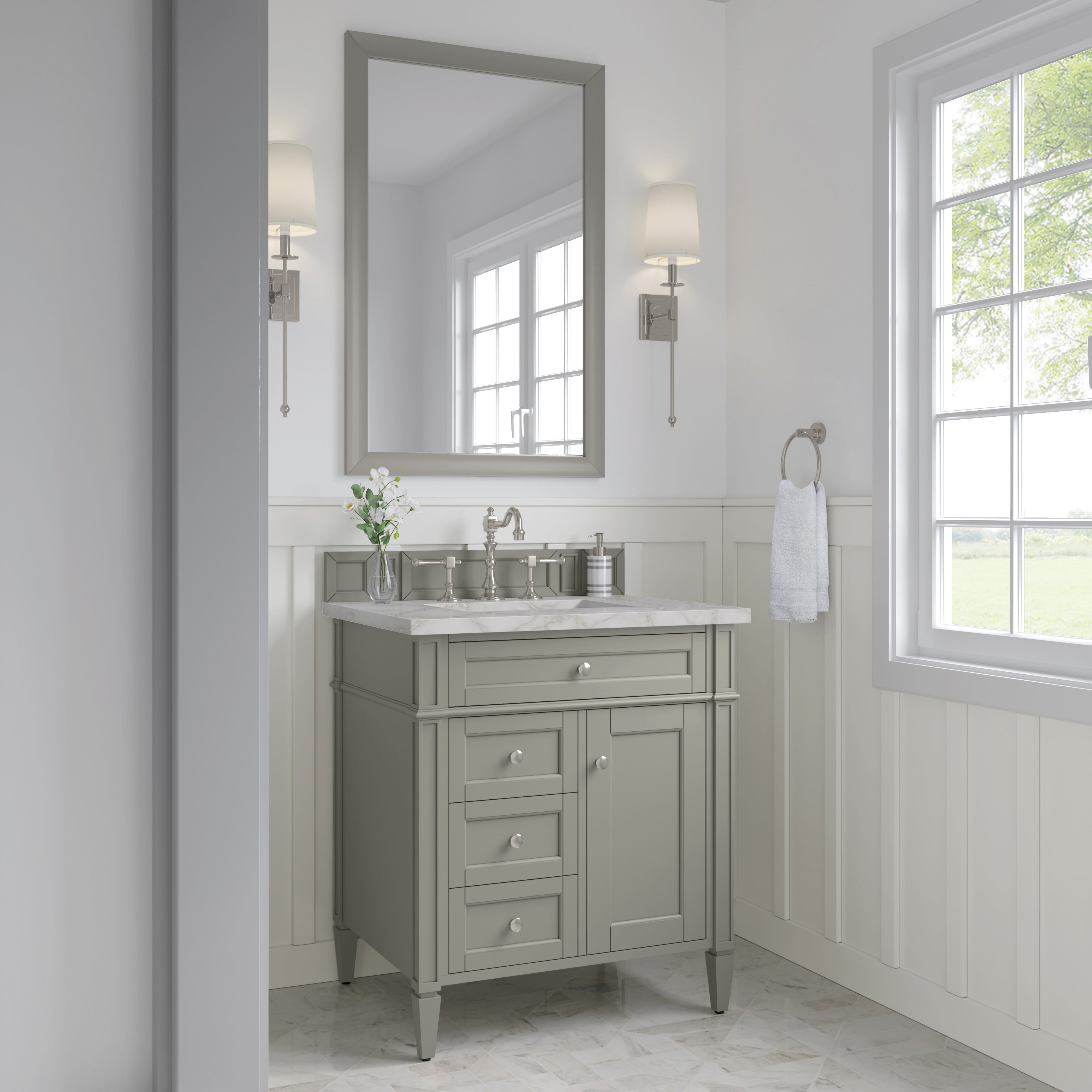 James Martin Brittany 30" Single Vanity in Urban Gray with 3cm Countertop