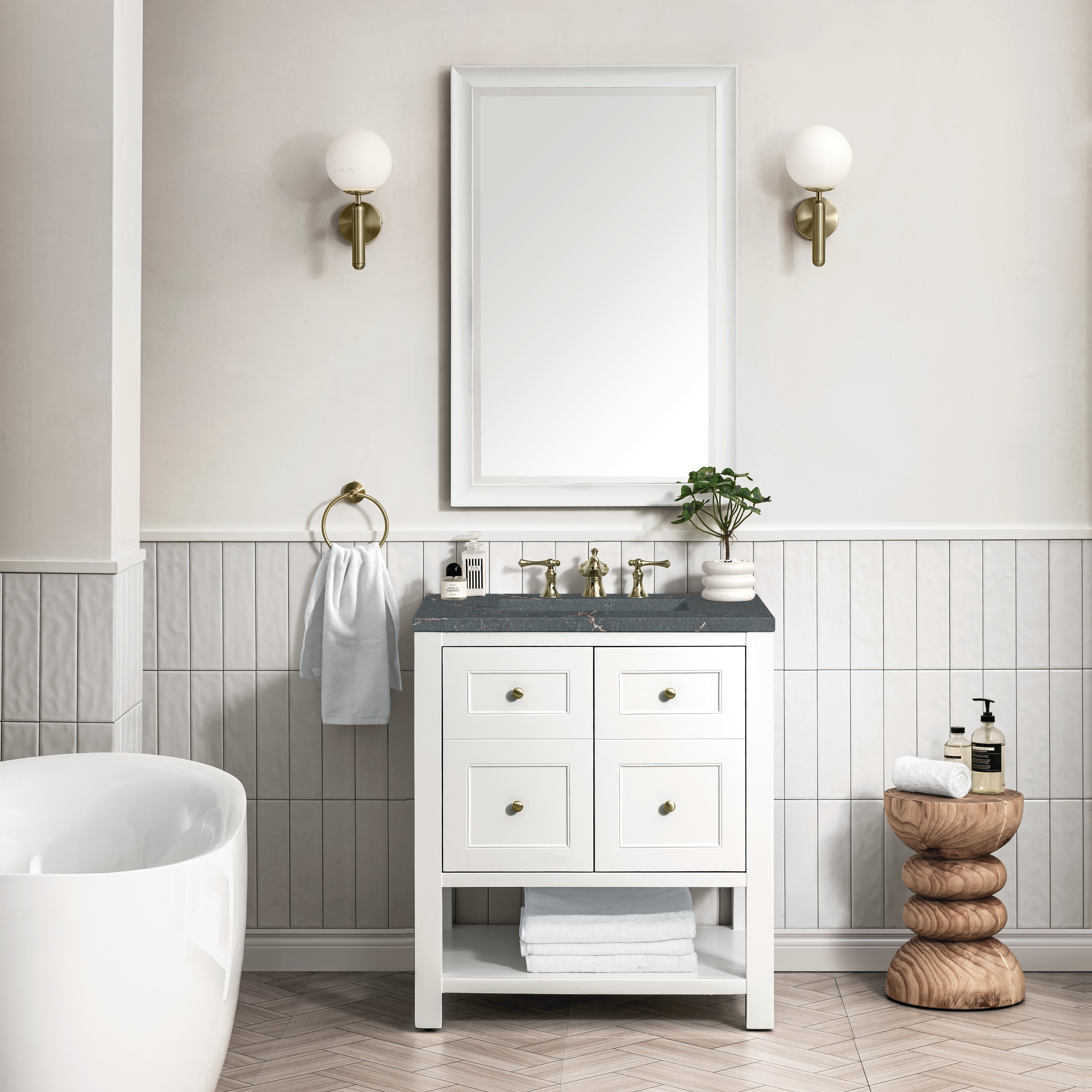 James Martin Breckenridge 30" Single Vanity in Bright White with 3cm Countertop