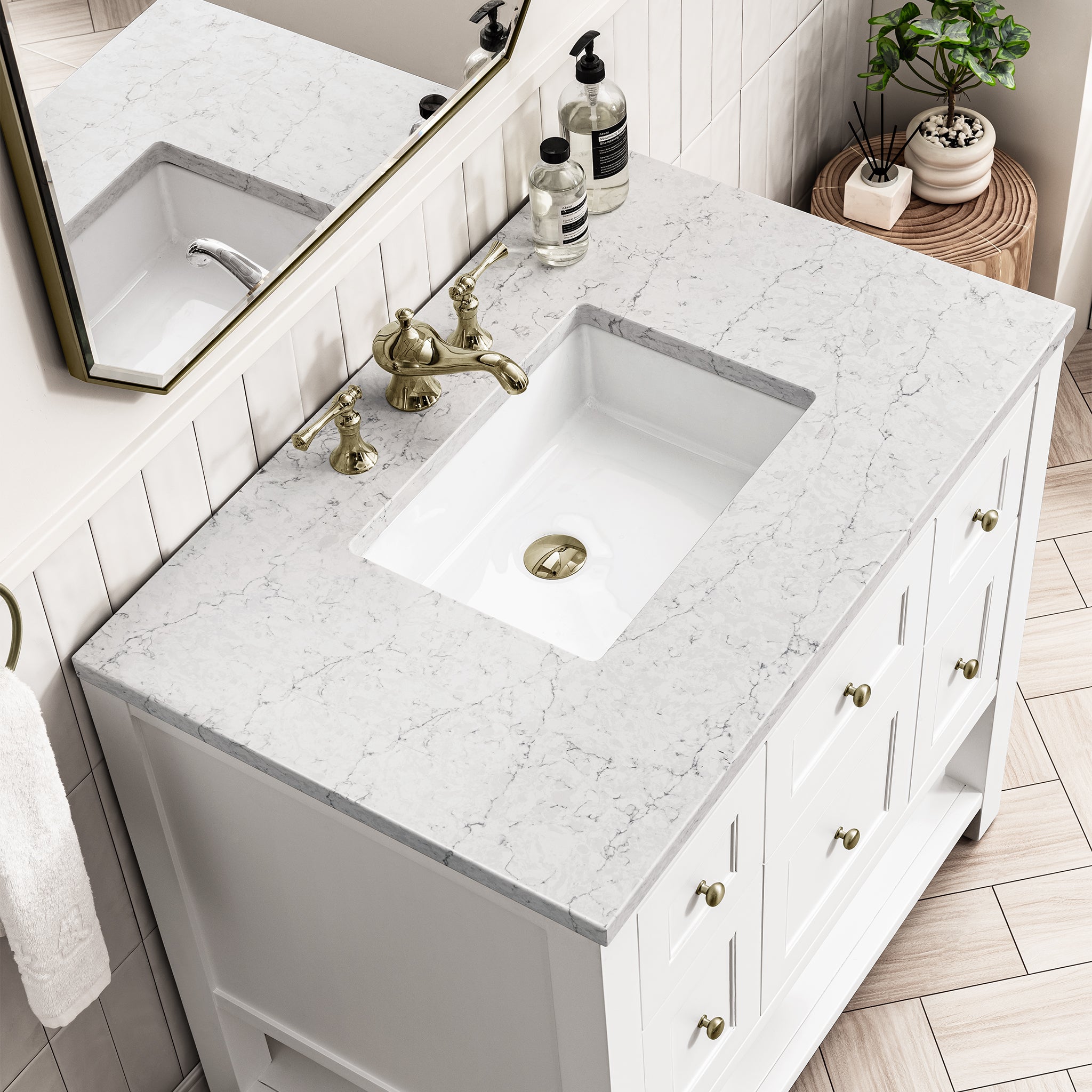 James Martin Breckenridge 36" Single Vanity in Bright White with 3cm Countertop