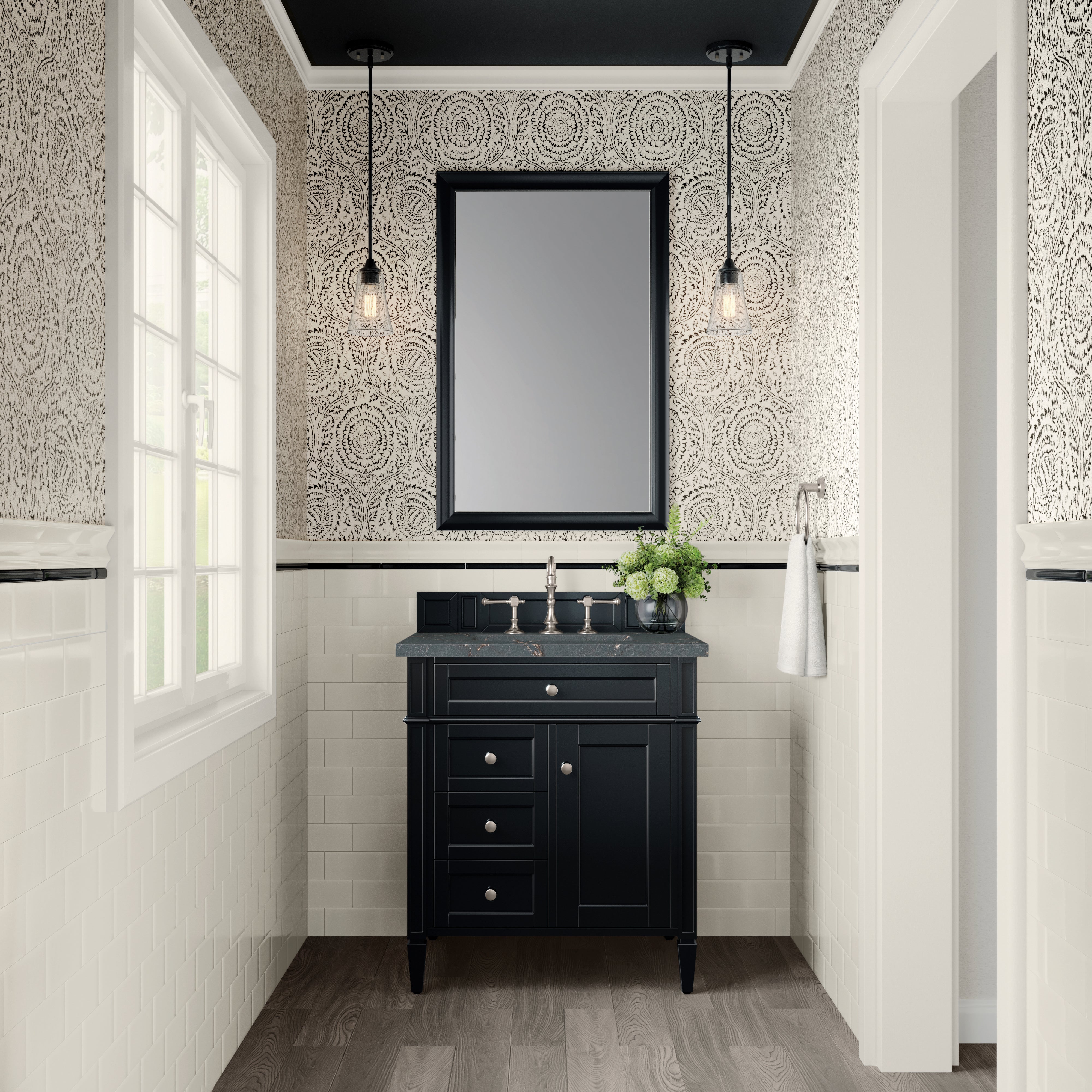 James Martin Brittany 30" Single Vanity in Black Onyx with 3cm Countertop
