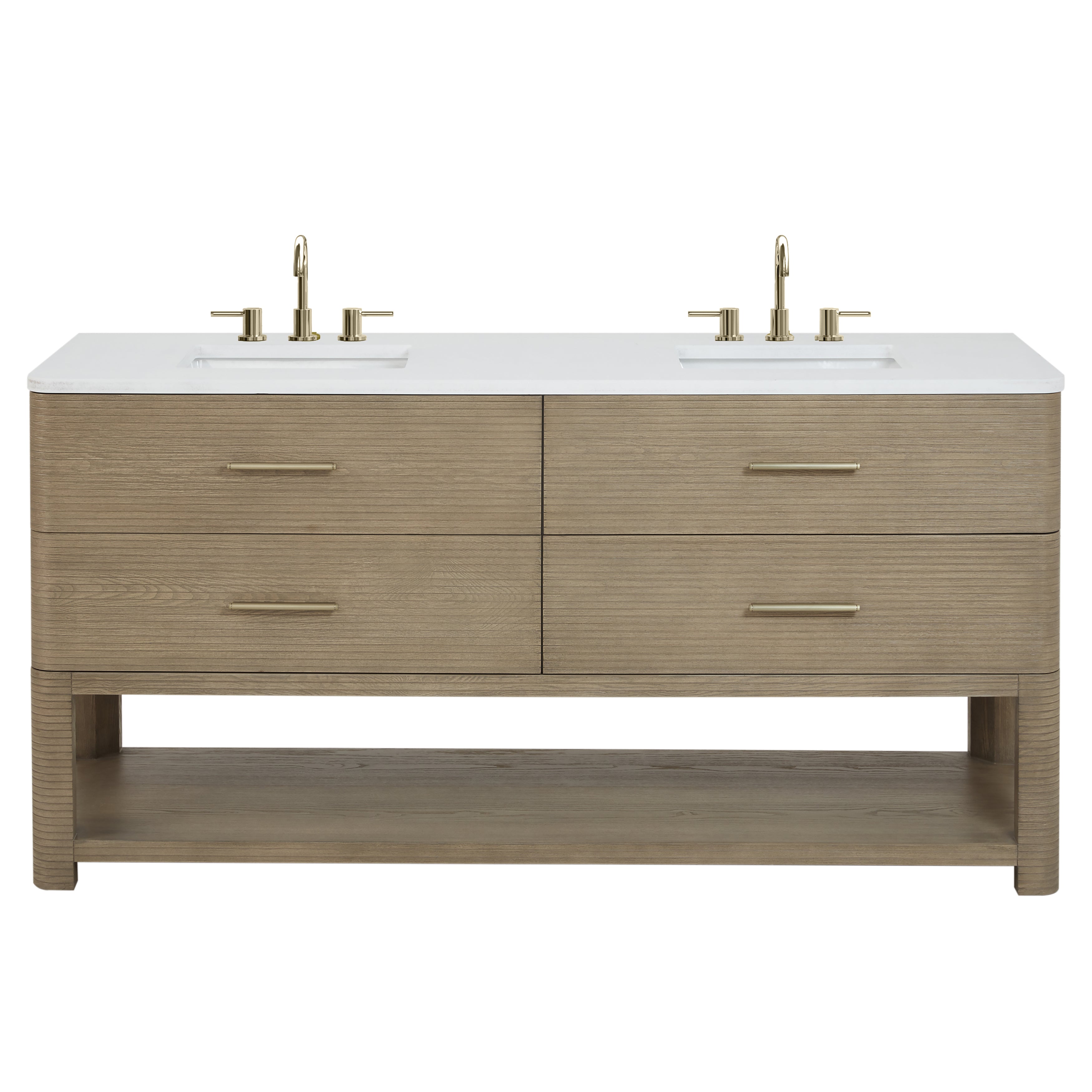 James Martin Lucian 72" Double Vanity in Pebble Oak with 3cm Countertop