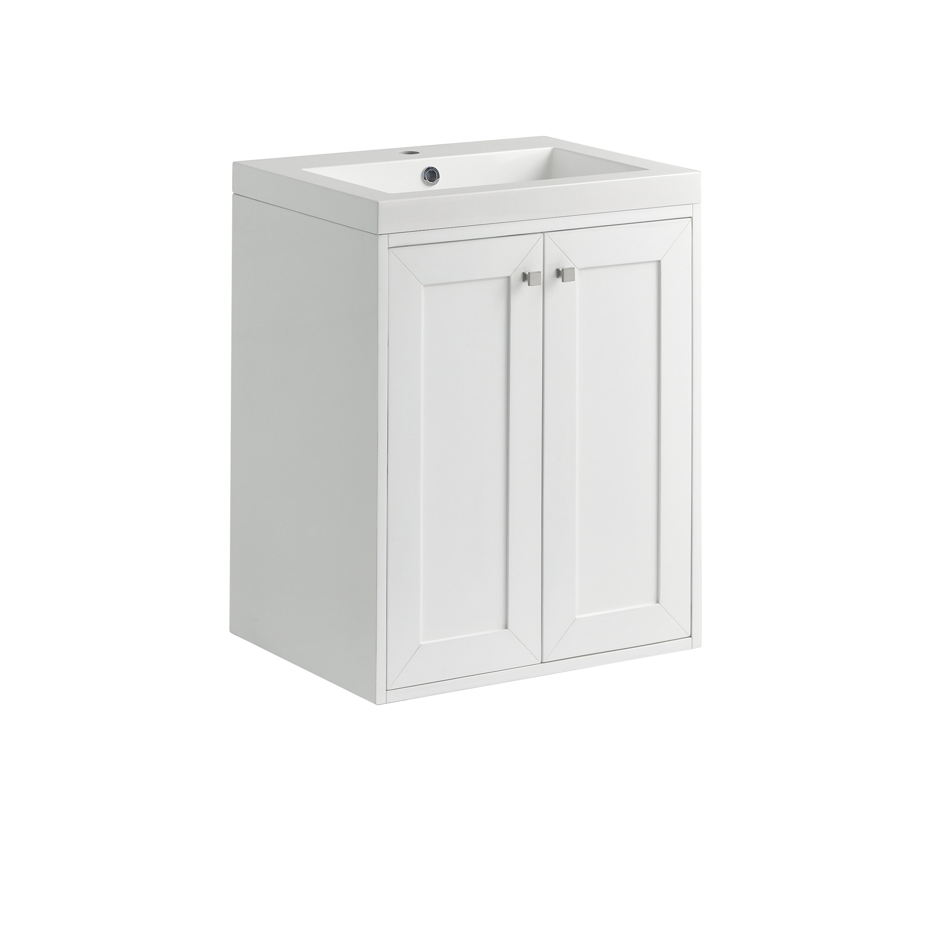 James Martin Chianti 24" Single Vanity in Glossy White with White Glossy Composite Stone Top