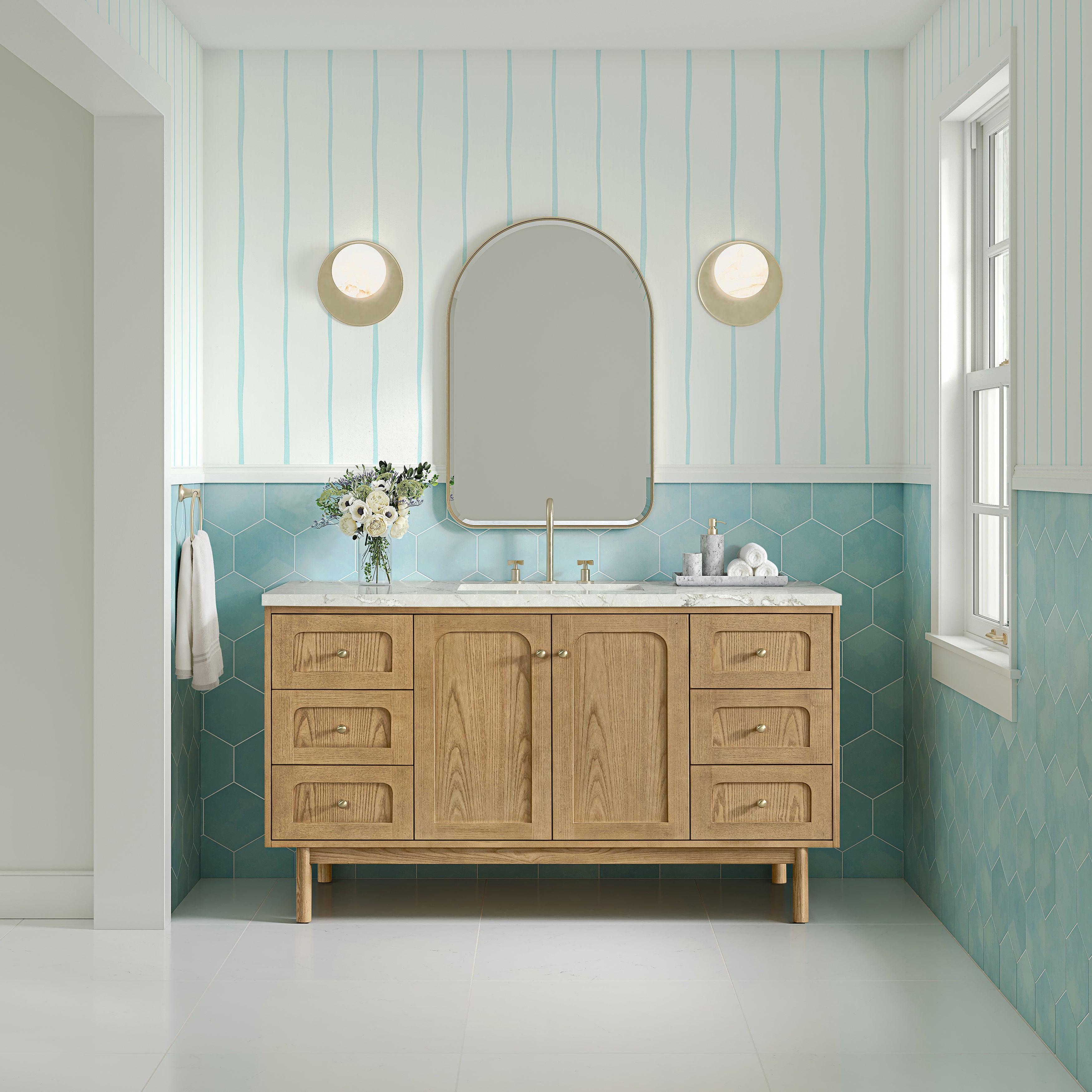 James Martin Laurent 60" Single Vanity in Light Natural Oak with 3cm Countertop