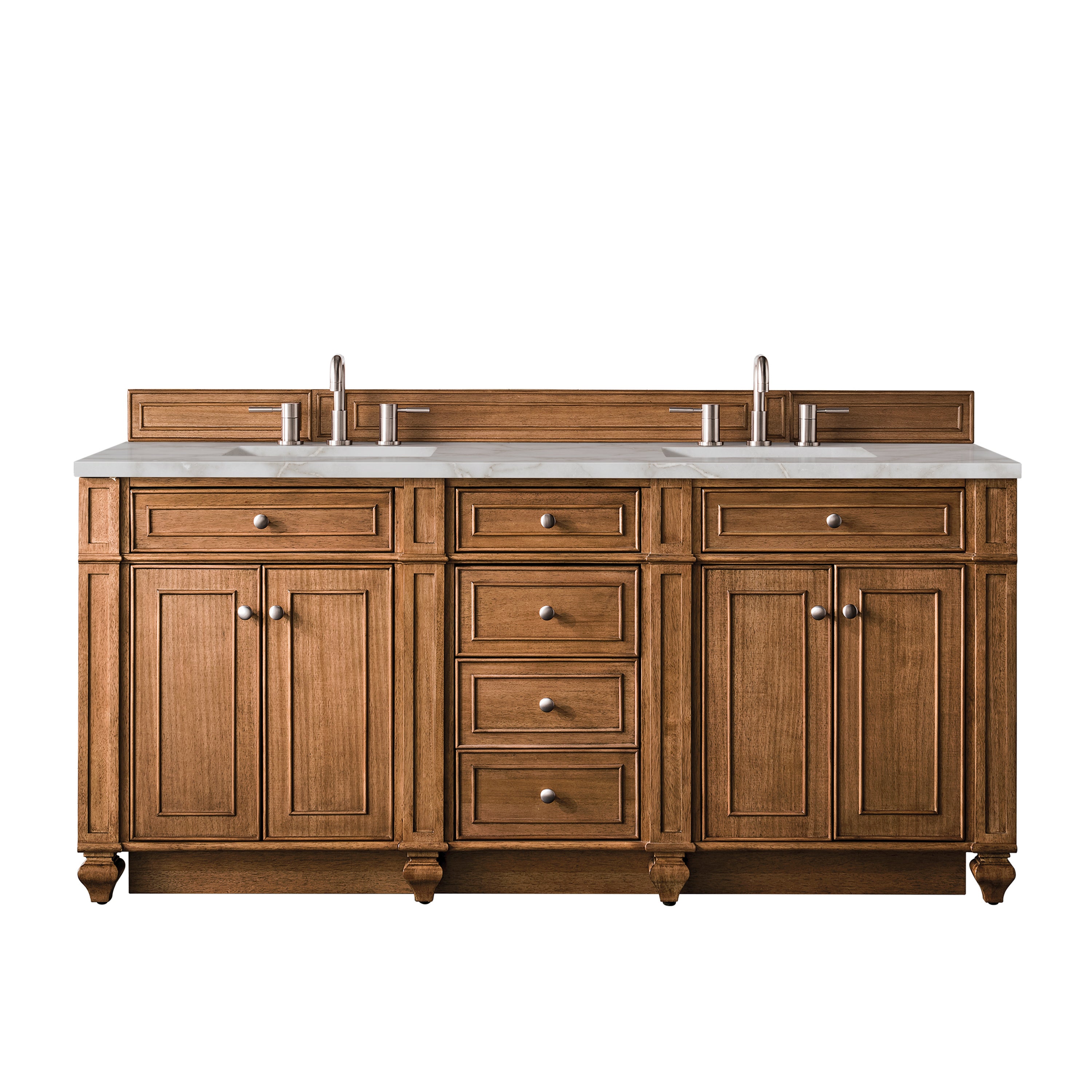 James Martin Bristol 72" Double Vanity in Saddle Brown with 3cm Countertop and FreePower Wireless Charger