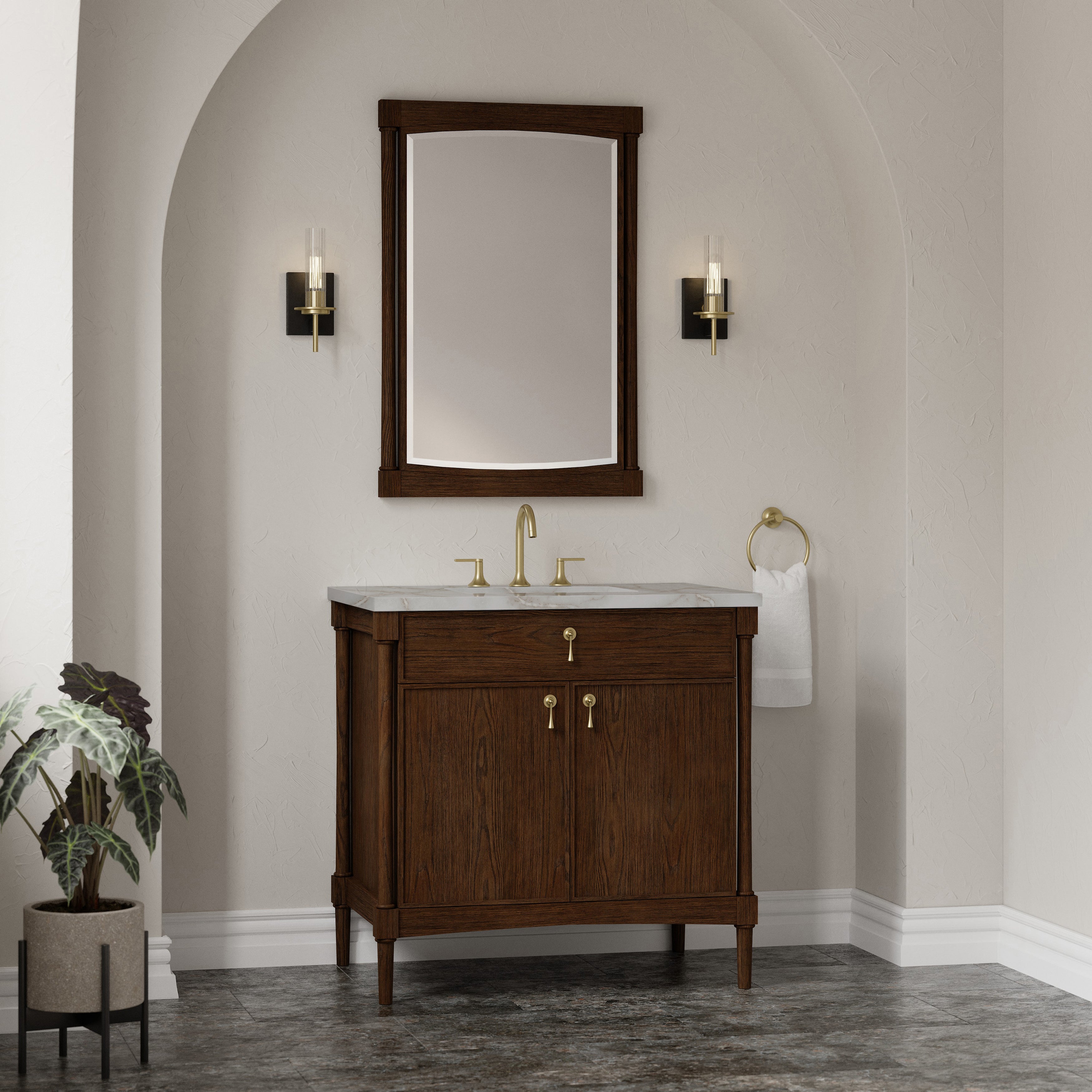 James Martin Kinnsden 36" Single Vanity in Sable Oak with 3cm Countertop