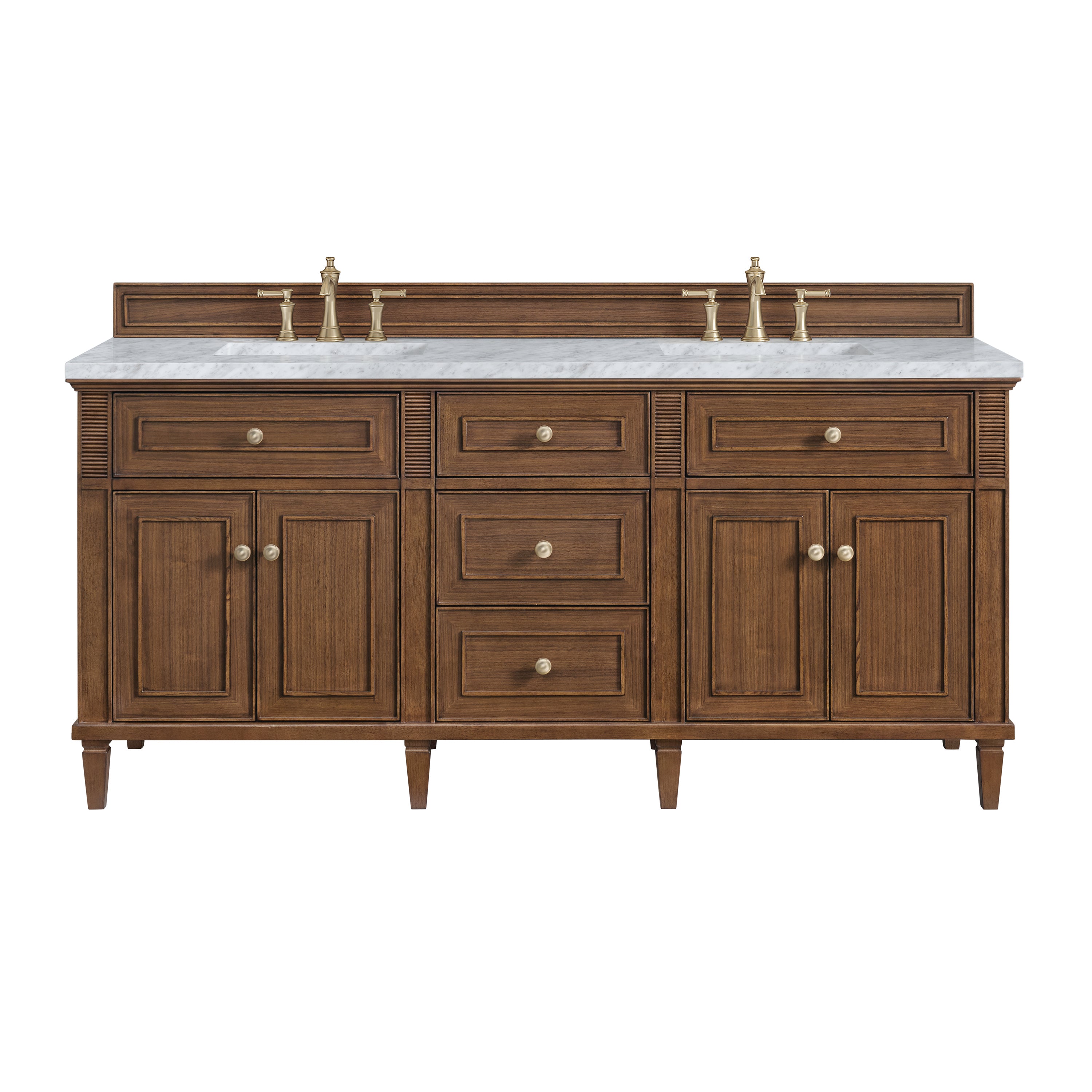 James Martin Lorelai 72"Double Vanity in Mid-Century Walnut with 3cm Countertop