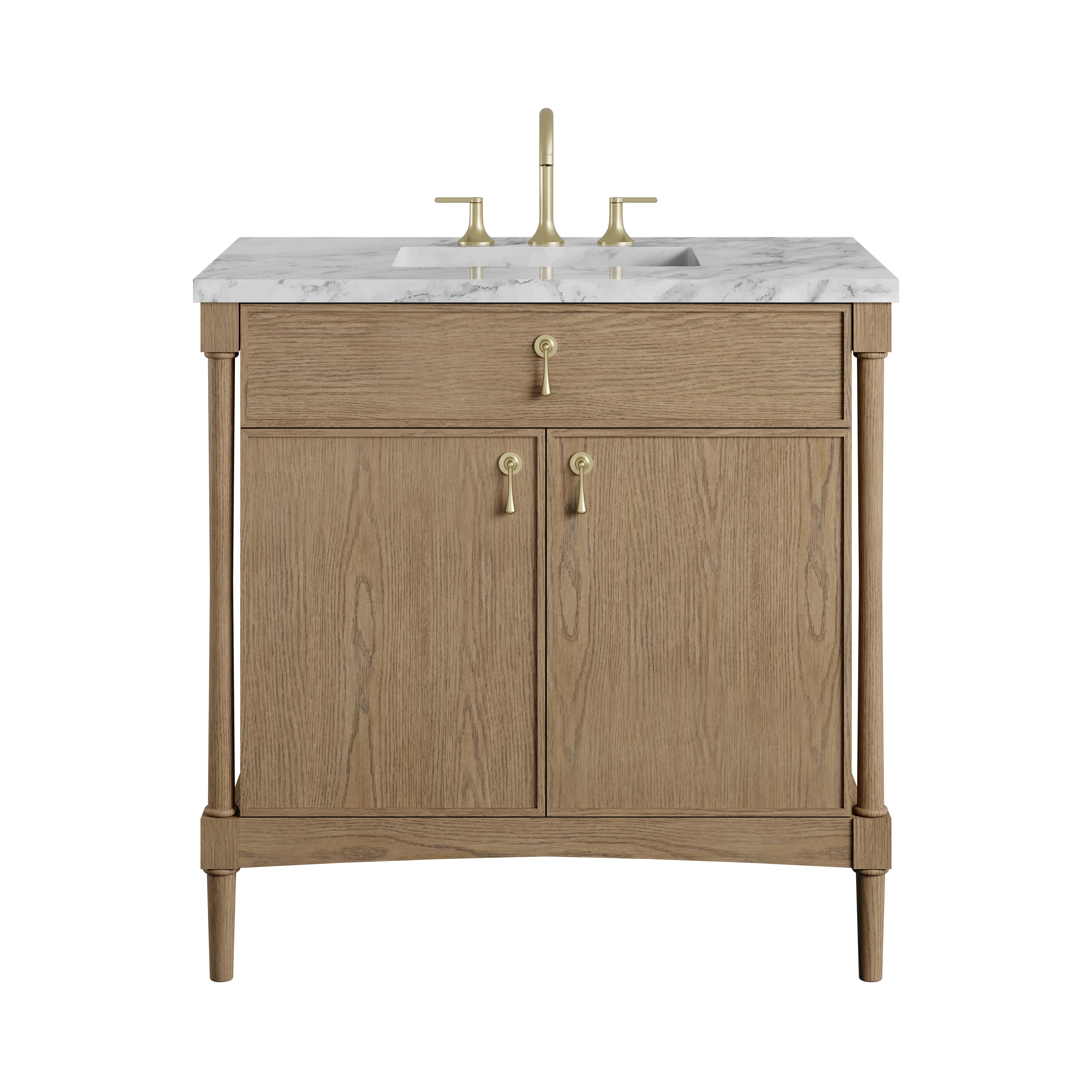 James Martin Kinnsden 36" Single Vanity in Weathered Oak with 3cm Countertop