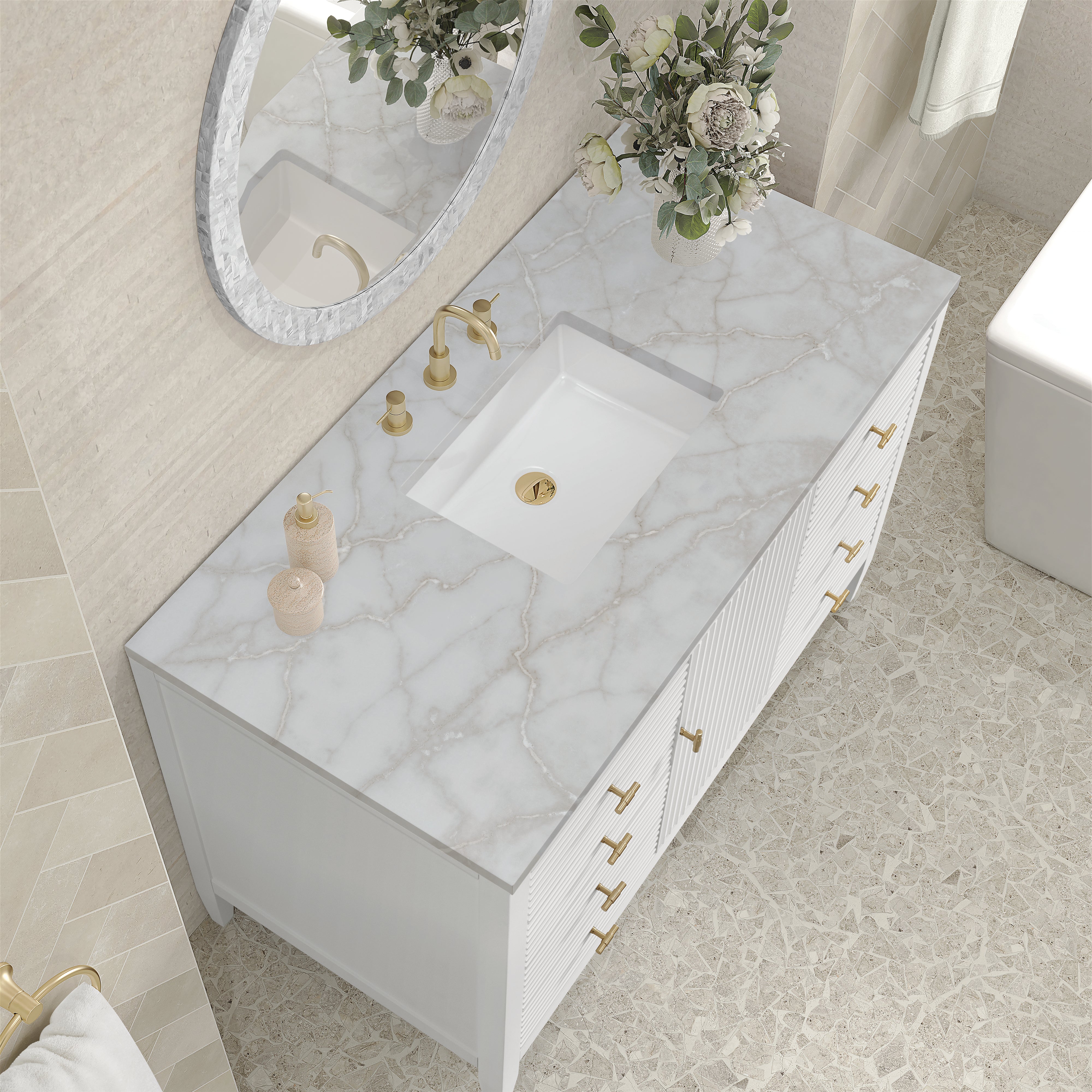 James Martin Myrrin 48" Single Vanity in Bright White with 3cm Countertop