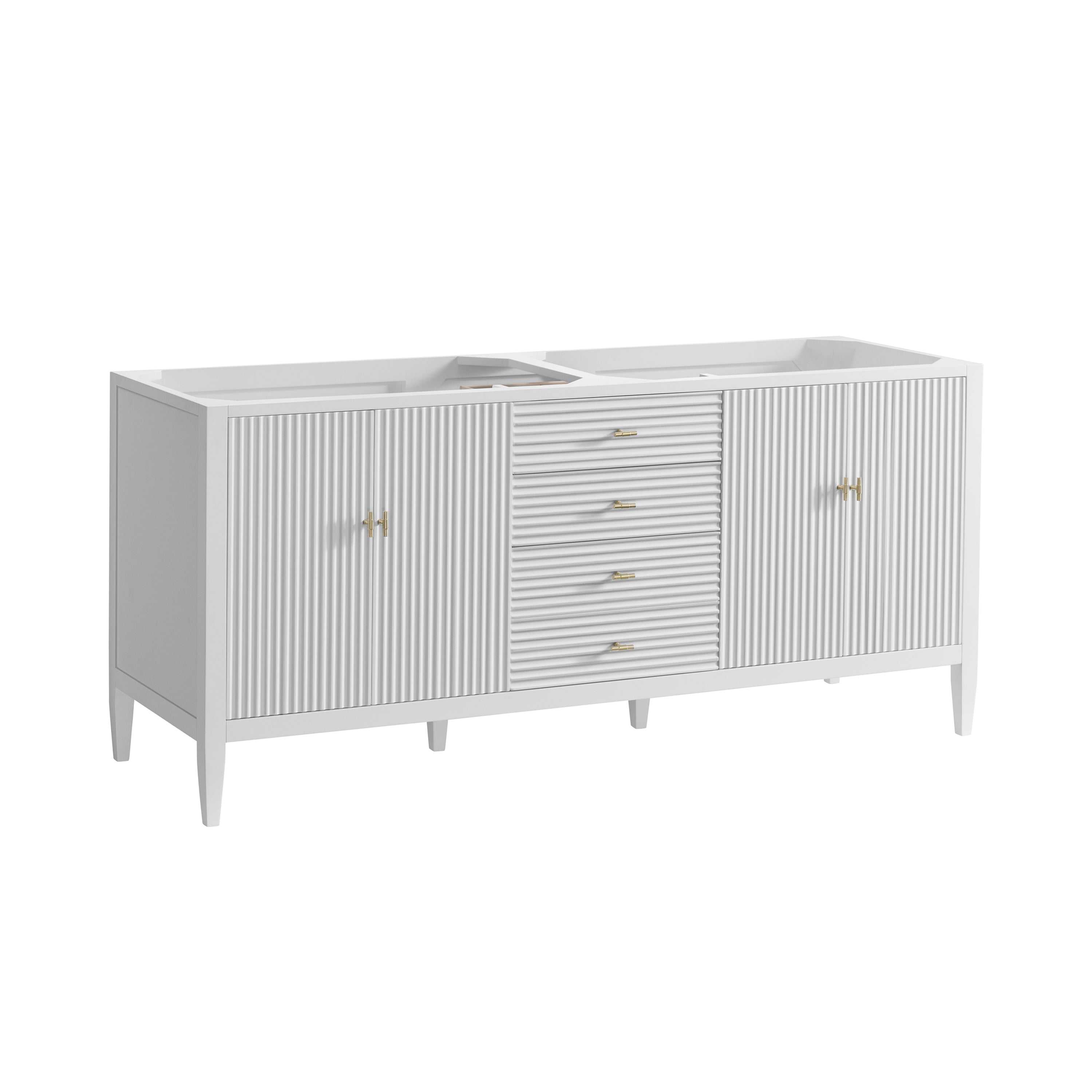 James Martin Myrrin 72" Double Vanity in Bright White with 3cm Countertop and FreePower Wireless Charger