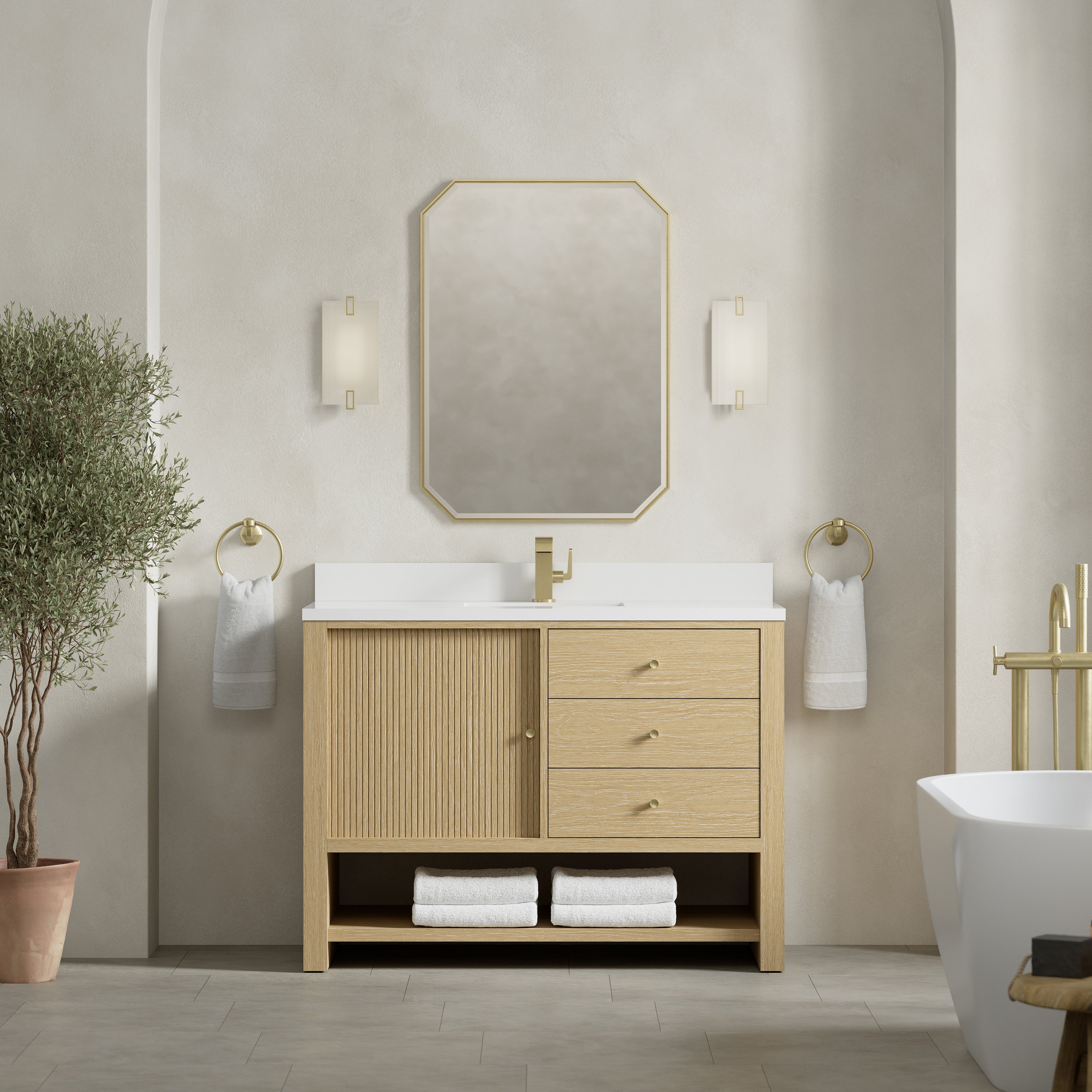 James Martin Marigot 48" Single Vanity in Sunwashed Oak with 3cm Countertop