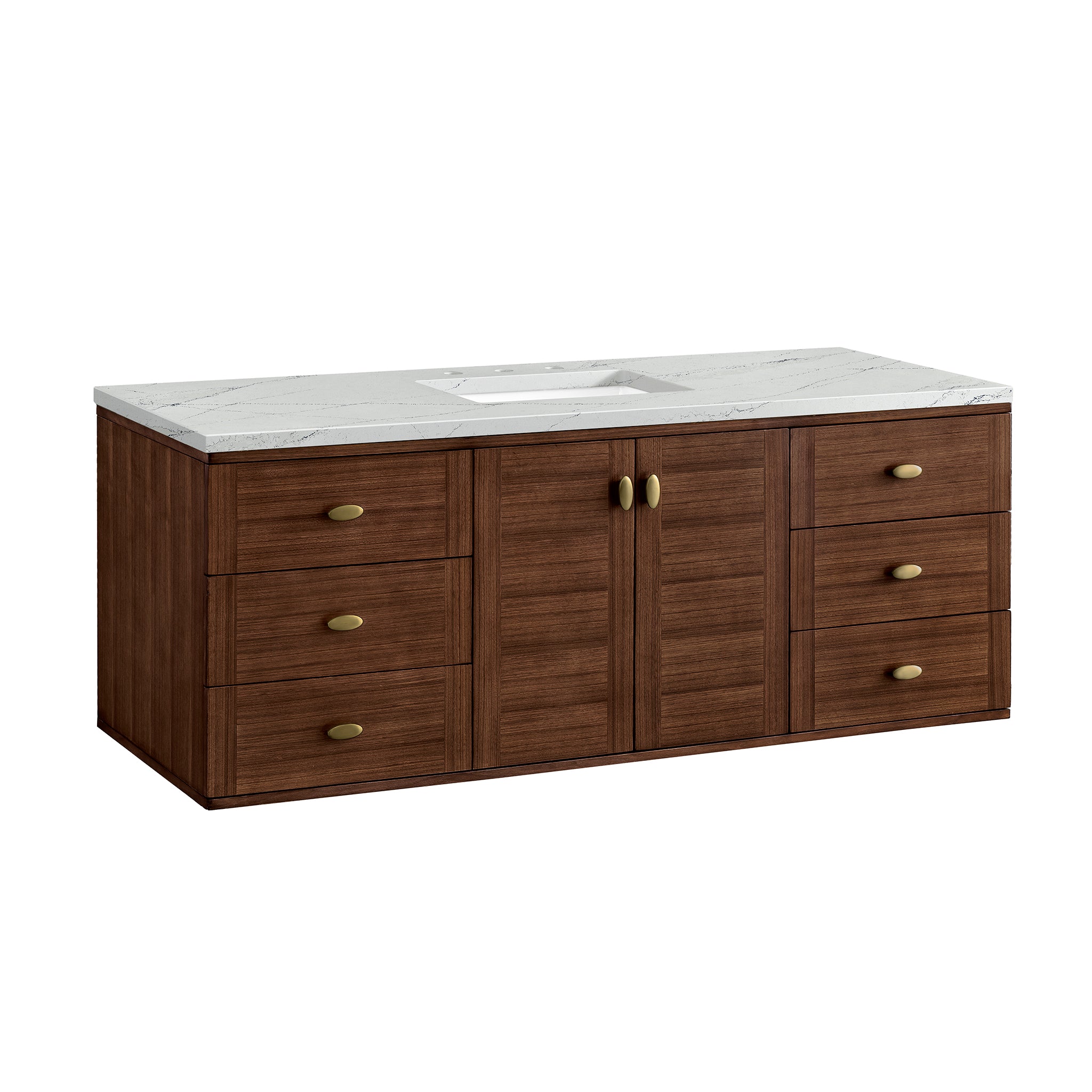 James Martin Amberly 60" Single Vanity in Mid-Century Walnut with 3cm Countertop