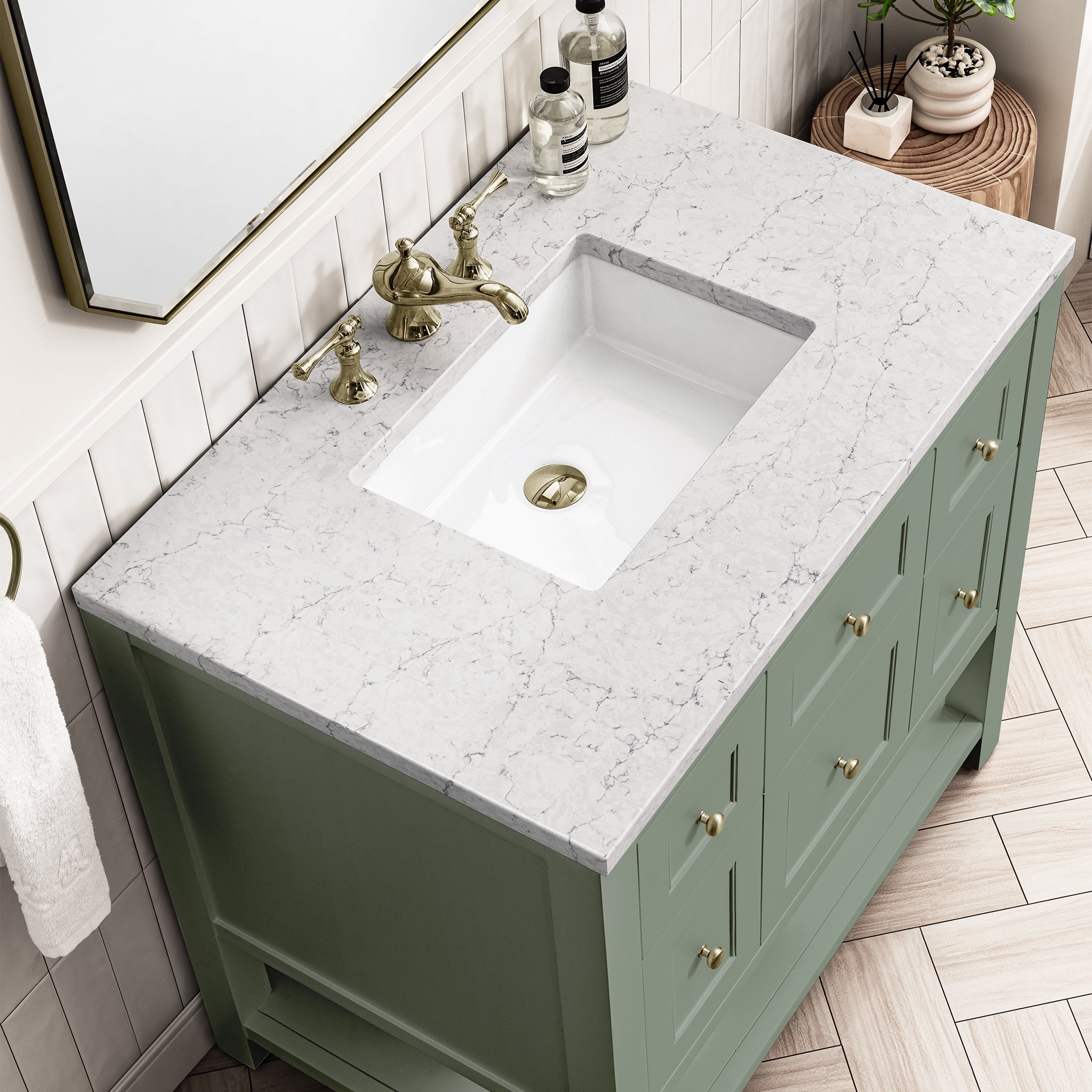 James Martin Breckenridge 36" Single Vanity in Smokey Celadon with 3cm Countertop