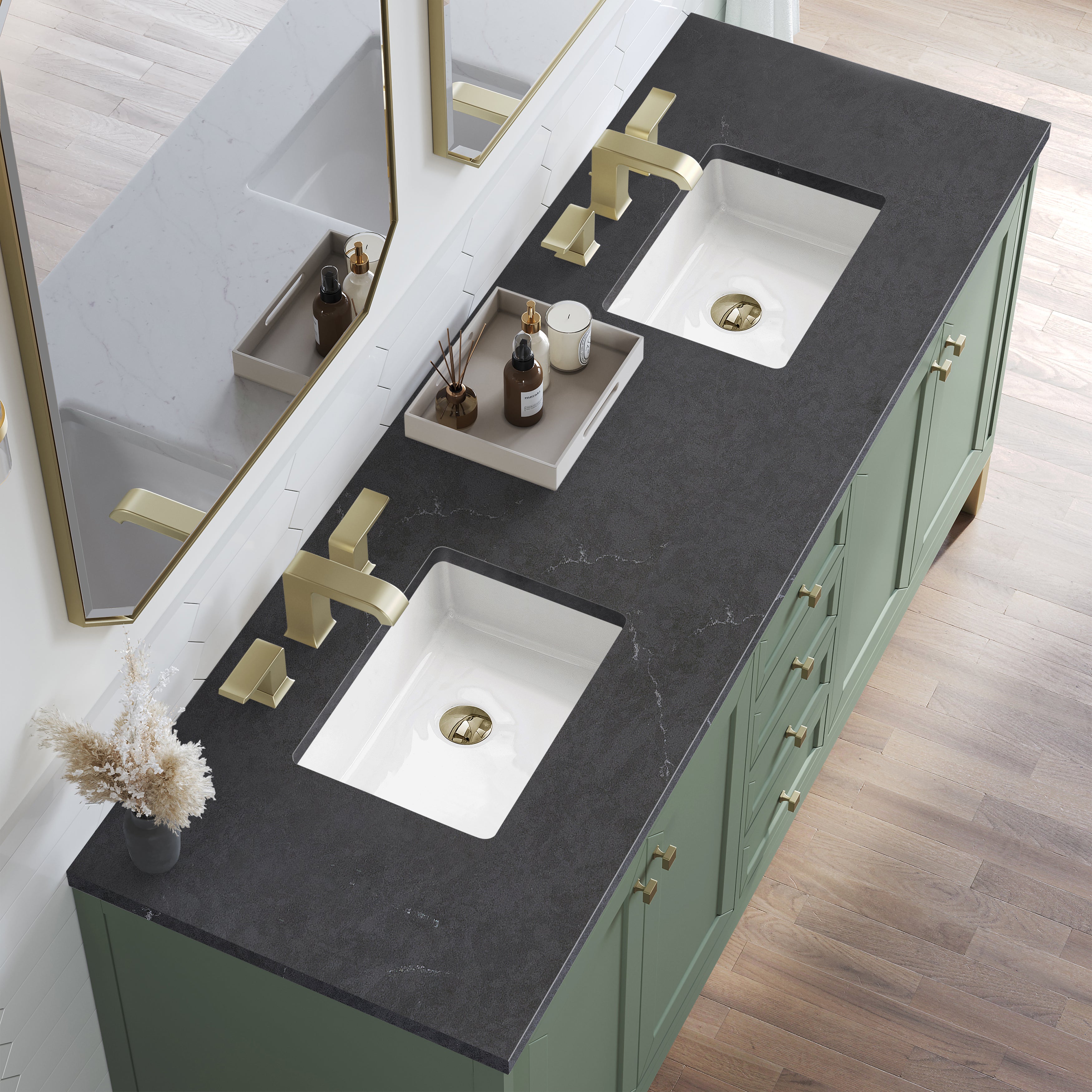 James Martin Chicago 72" Double Vanity in Smokey Celadon with 3cm Countertop