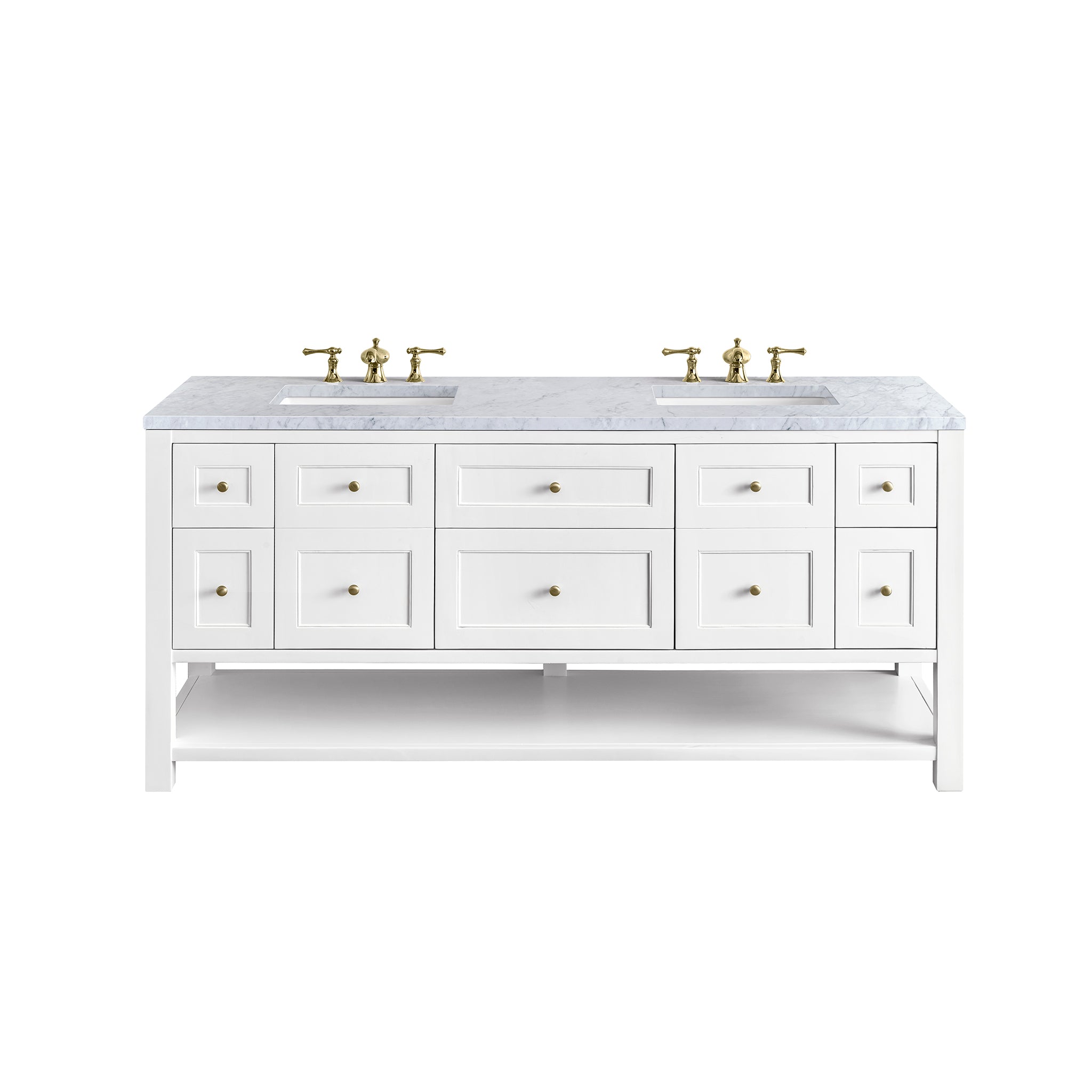 James Martin Breckenridge 72" Double Vanity in Bright White with 3cm Countertop