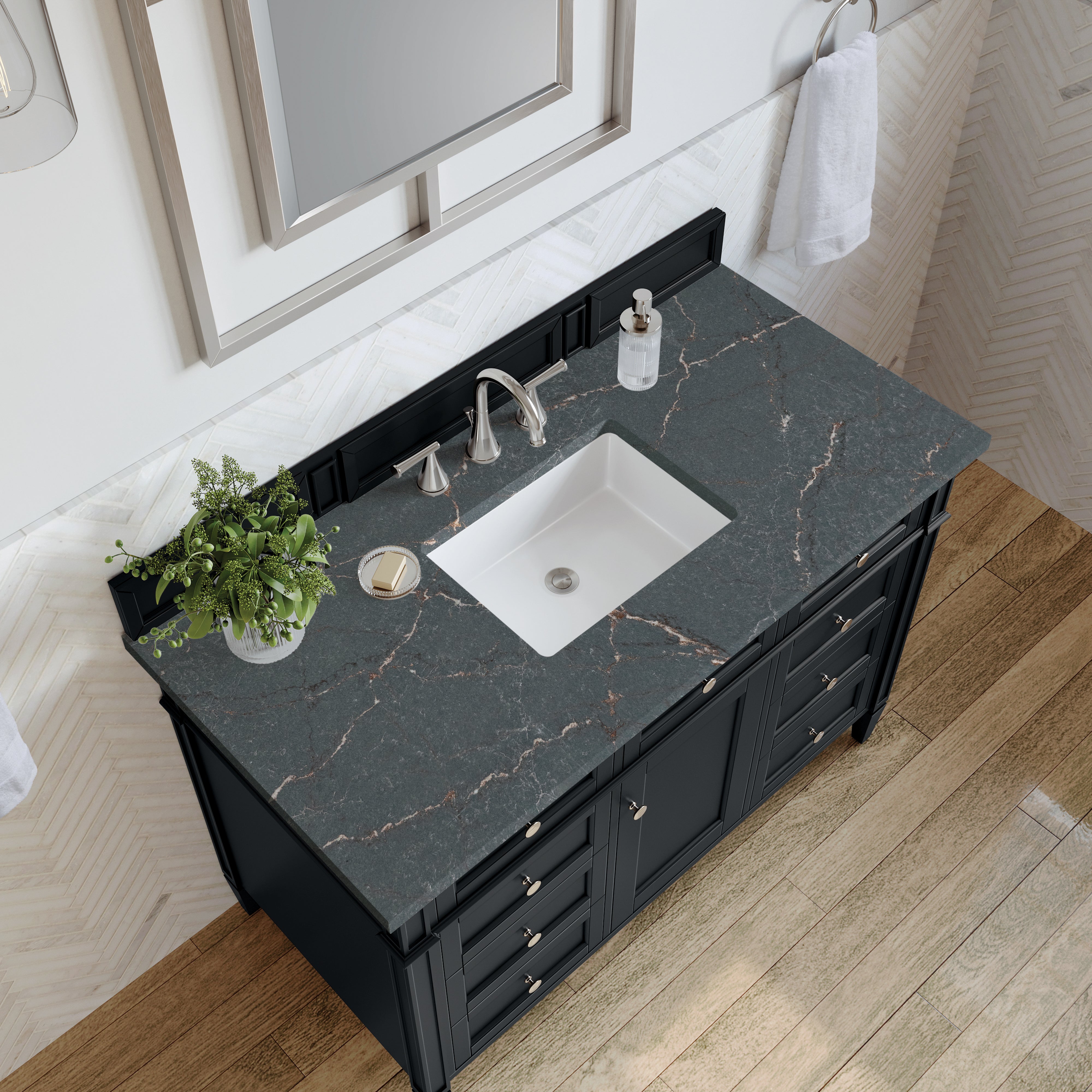 James Martin Brittany 48" Single Vanity in Black Onyx with 3cm Countertop