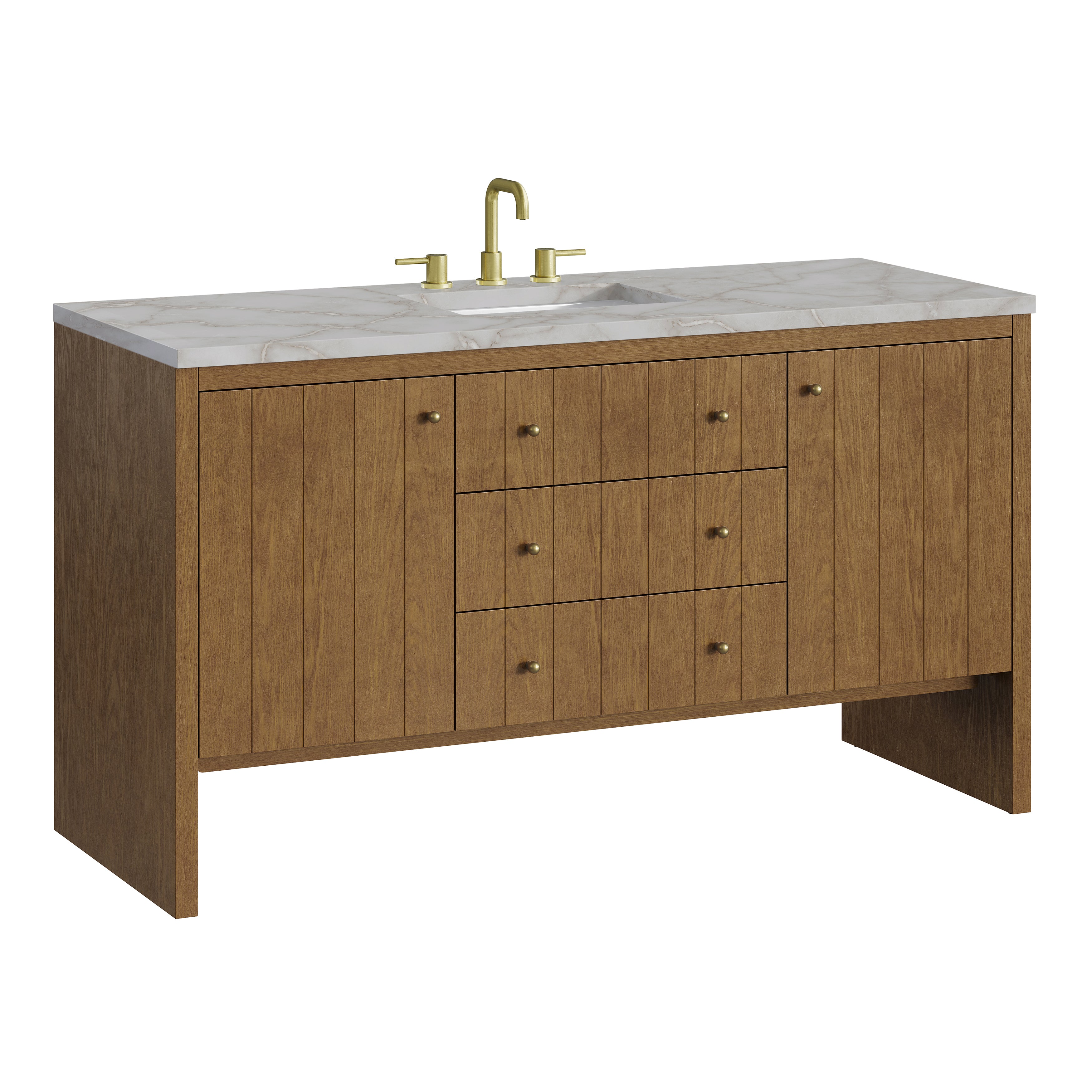 James Martin Hudson 60" Single Vanity in Honey Oak with 3cm Countertop and FreePower Wireless Charger