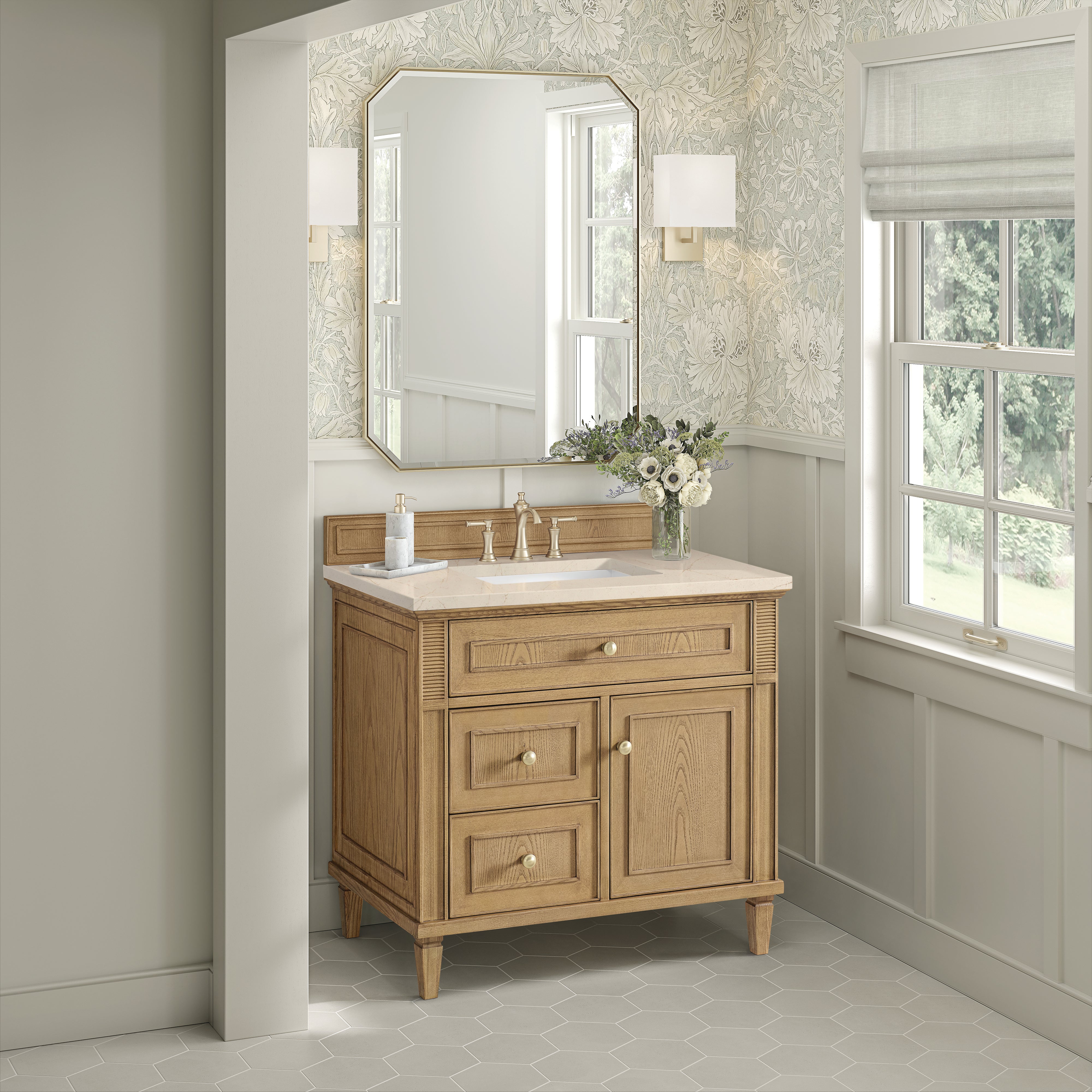 James Martin Lorelai 36" Single Vanity in Light Natural Oak with 3cm Countertop