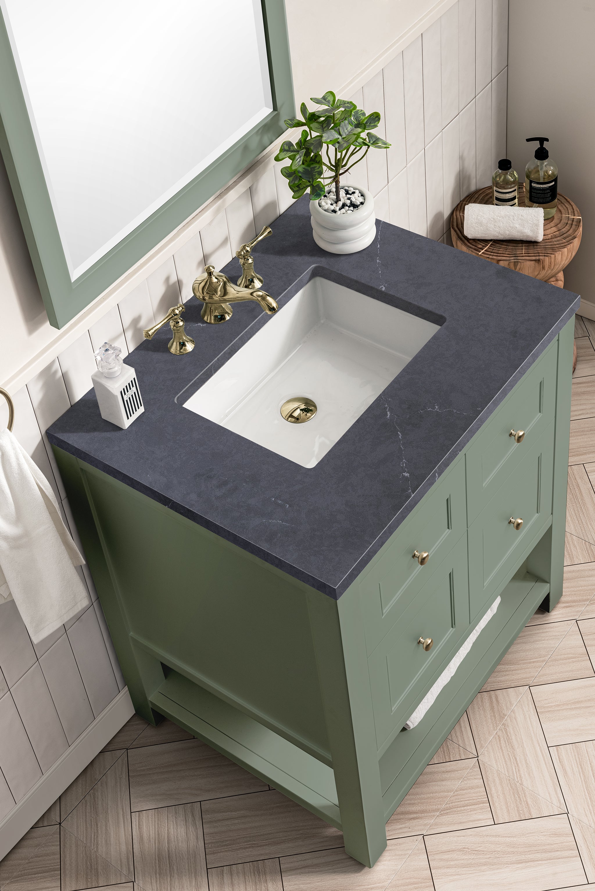 James Martin Breckenridge 30" Single Vanity in Smokey Celadon with 3cm Countertop