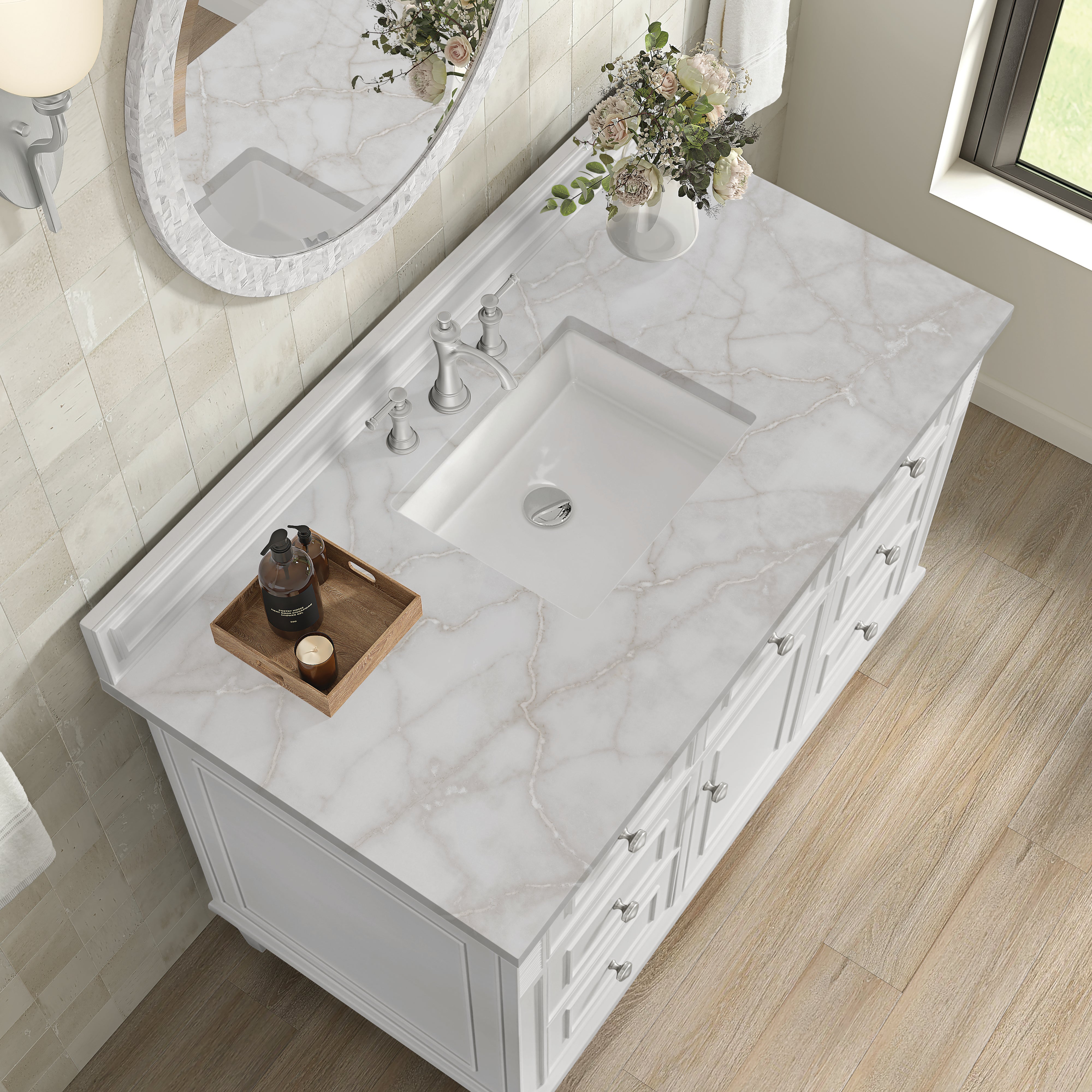 James Martin Lorelai 48" Single Vanity in Bright White with 3cm Countertop