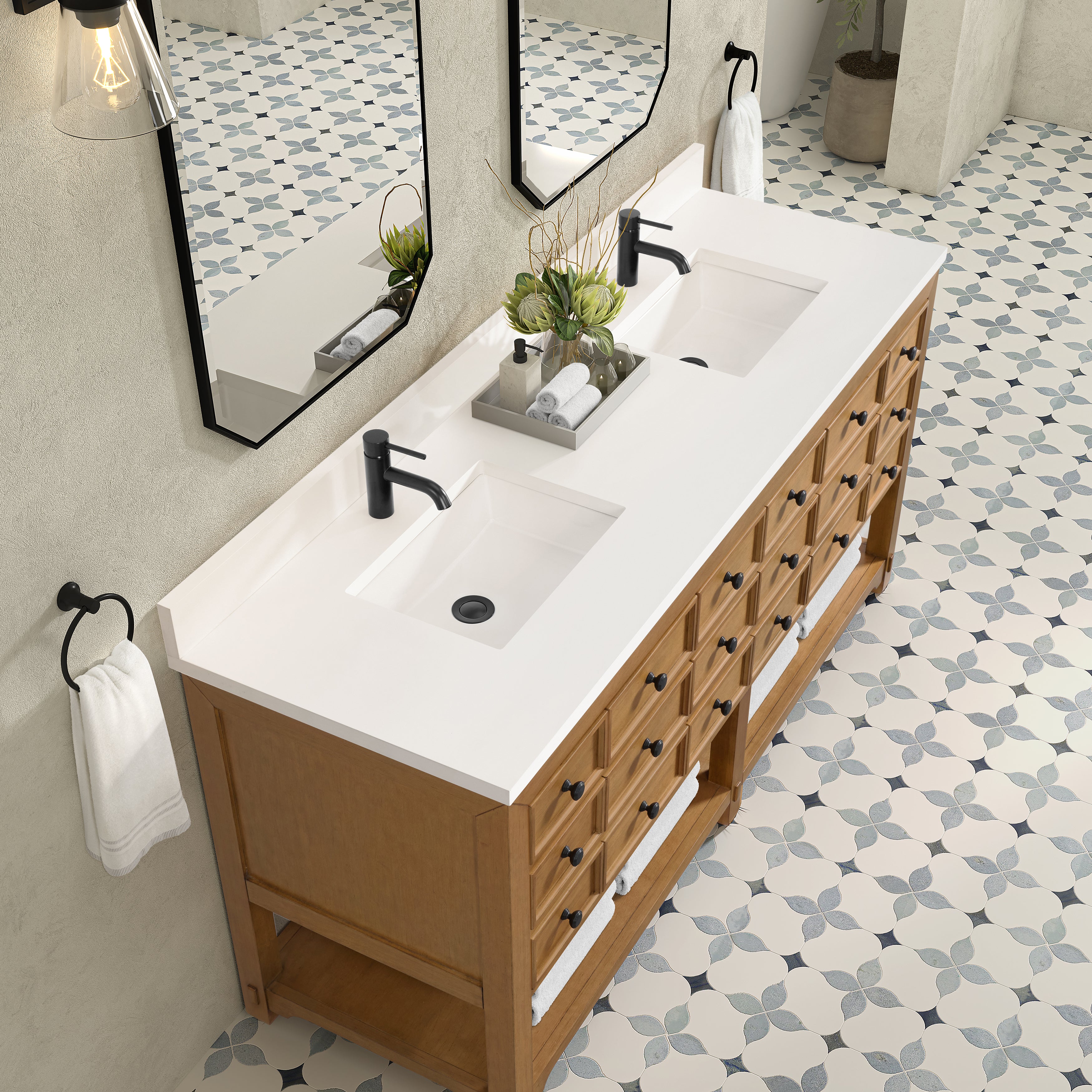 James Martin Malibu 72" Double Vanity in Amber Birch with 3cm Countertop