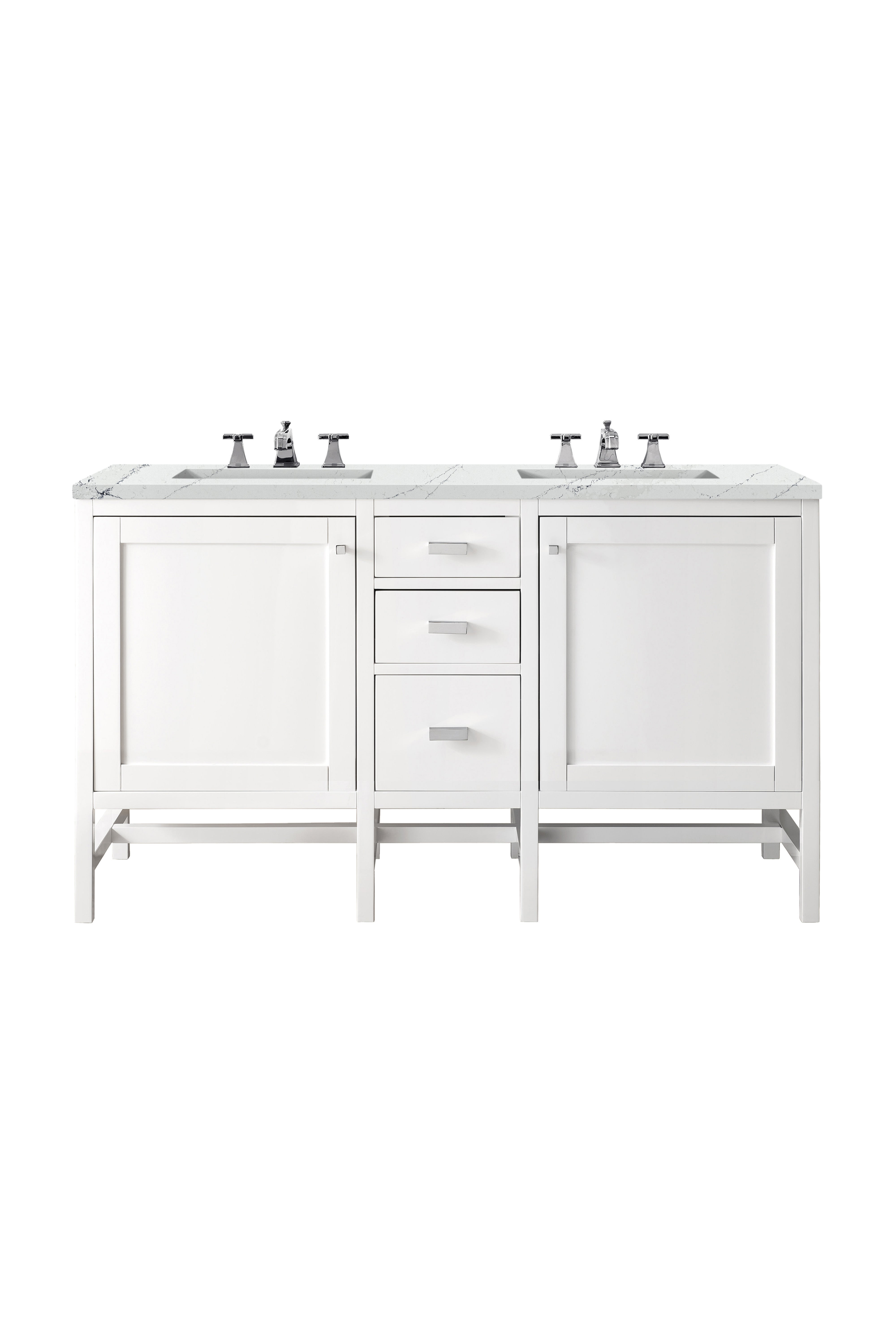James Martin Addison 60" Double Vanity in Glossy White with 3cm Countertop