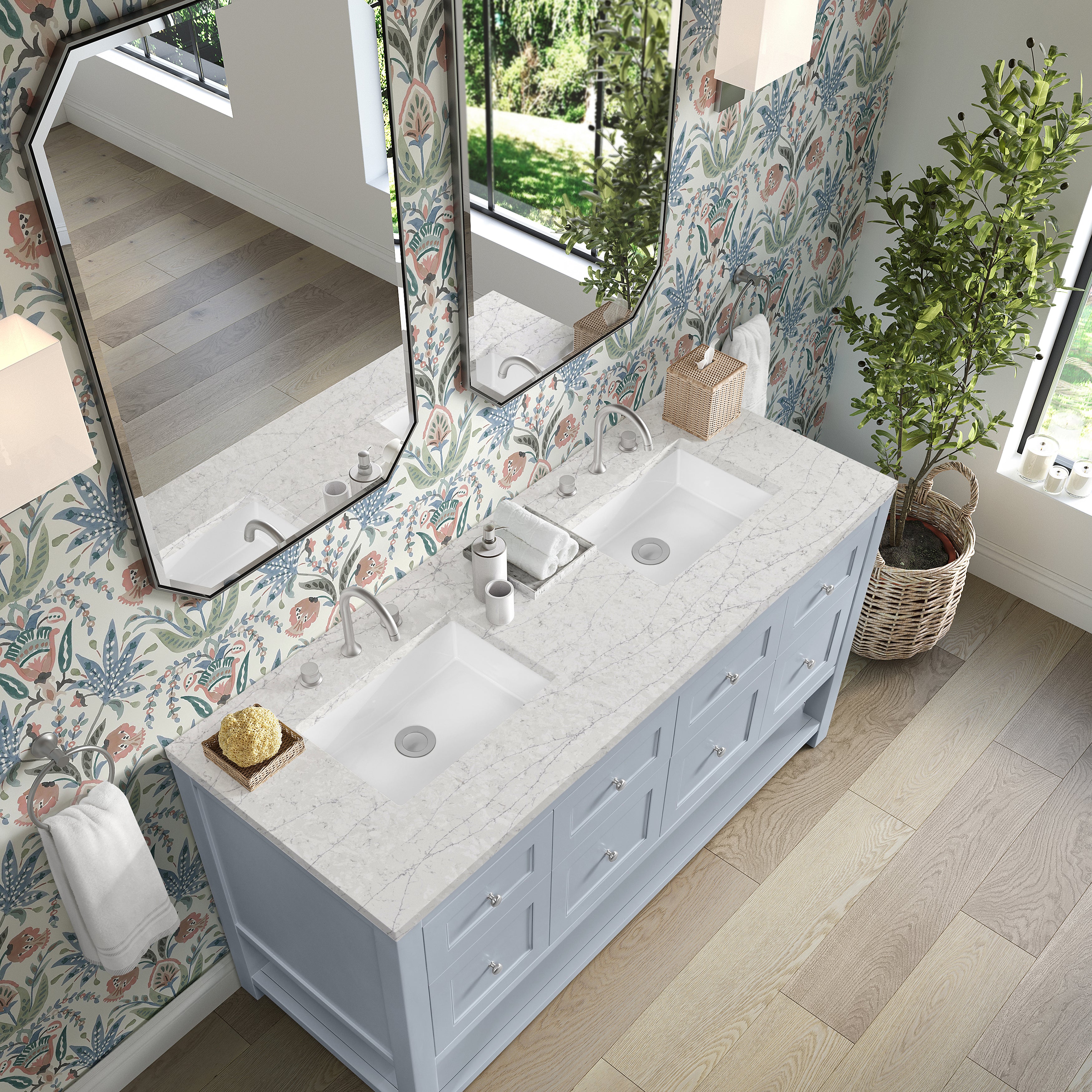 James Martin Breckenridge 60" Double Vanity in Serenity Blue with 3cm Countertop