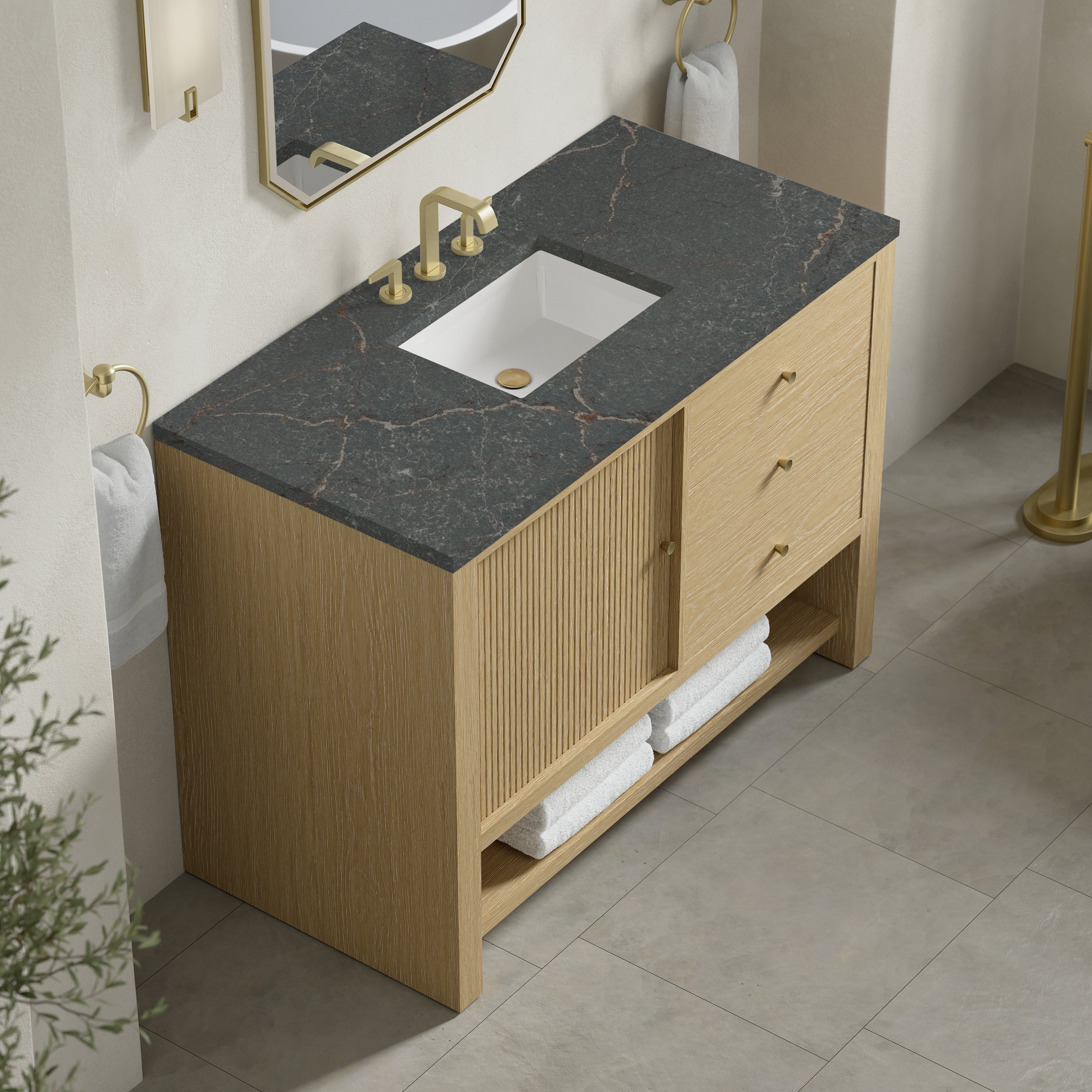 James Martin Marigot 48" Single Vanity in Sunwashed Oak with 3cm Countertop