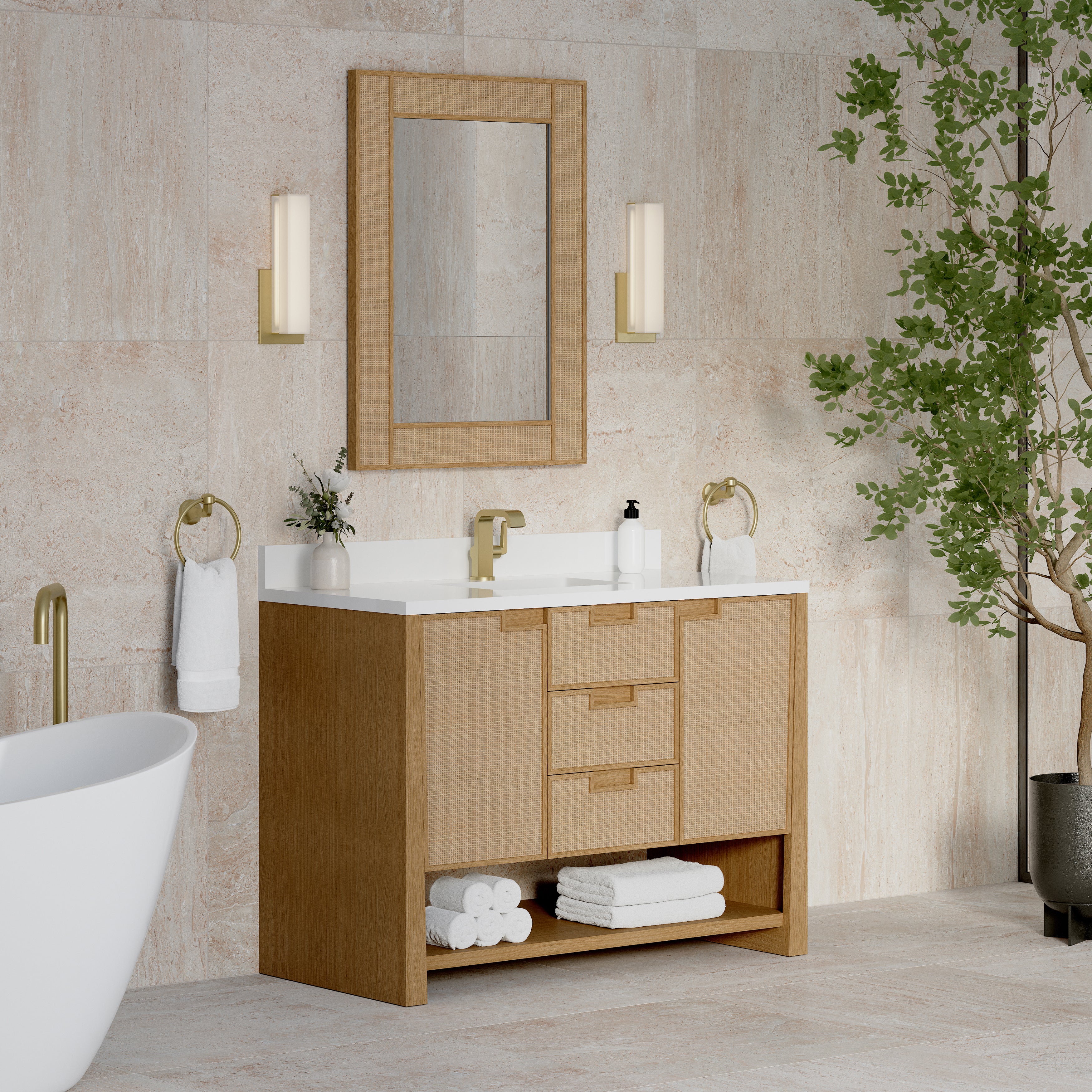 James Martin Solene 48" Single Vanity in Seaside Oak with 3cm Countertop