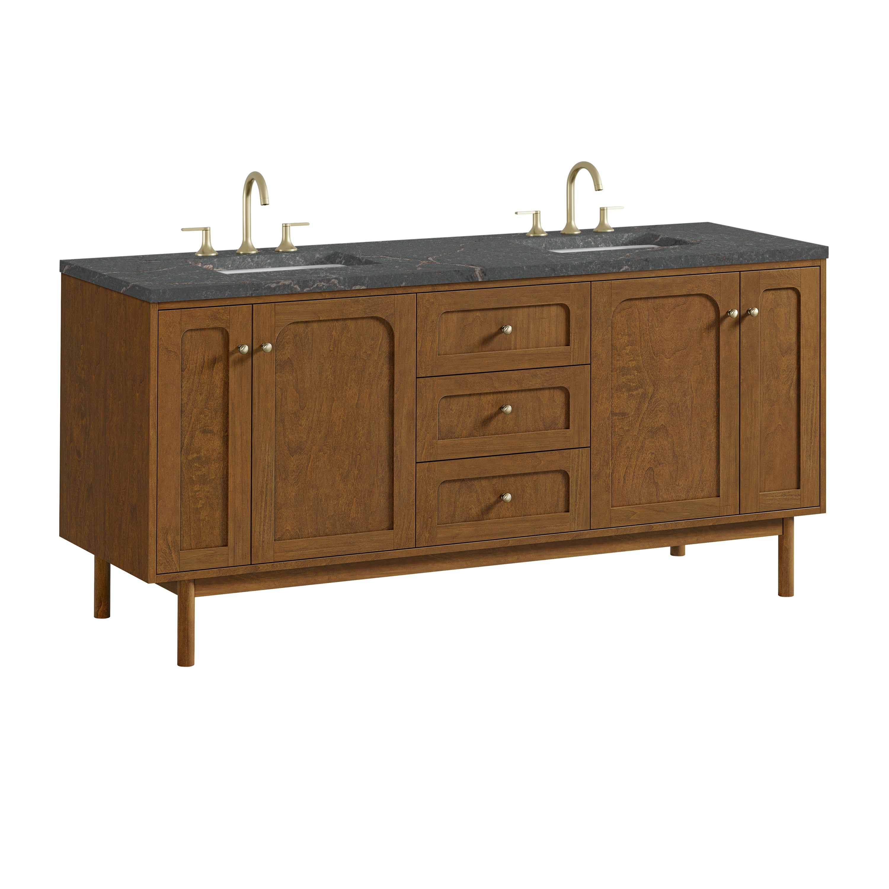 James Martin Laurent 72" Double Vanity in Honey Oak with 3cm Countertop and FreePower Wireless Charger
