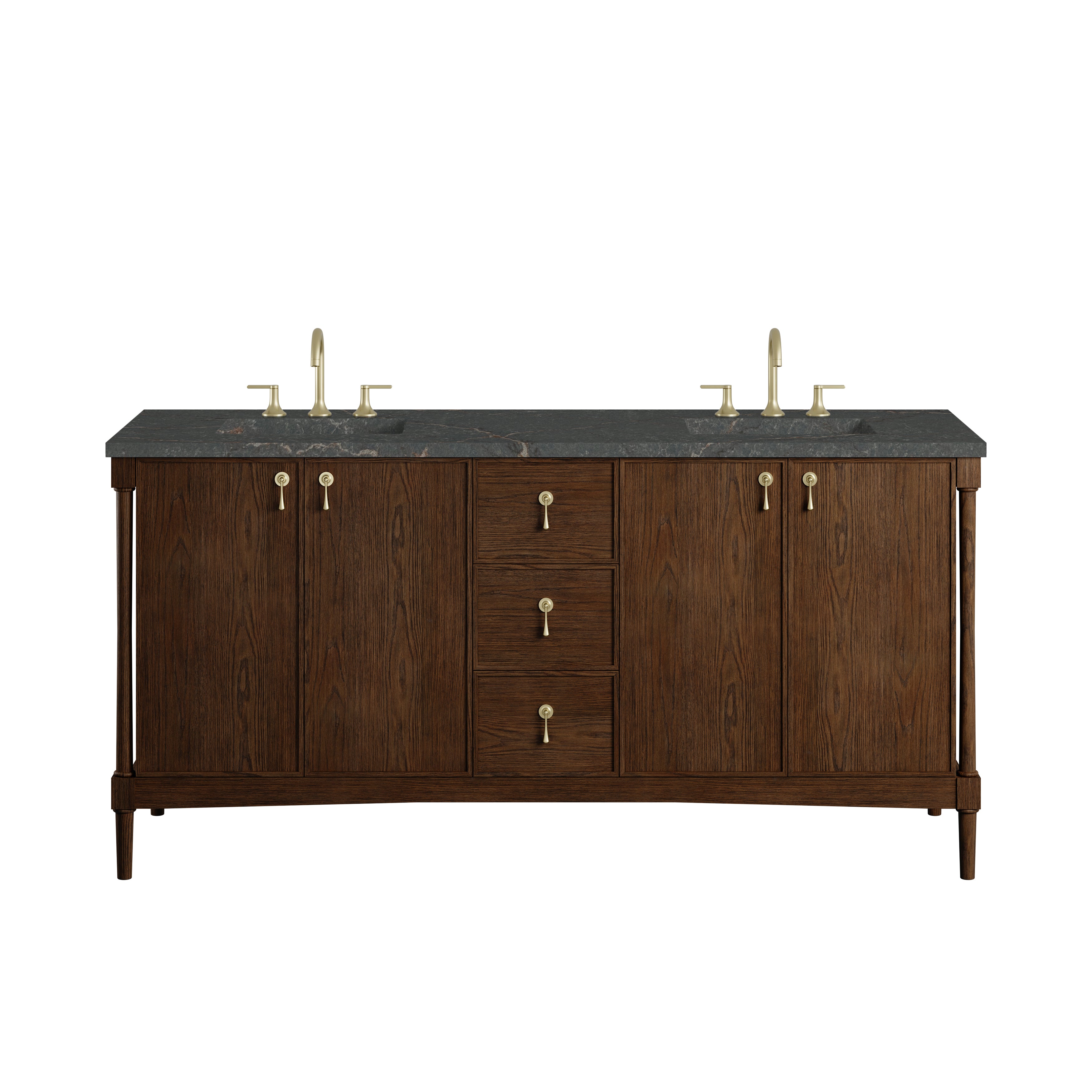 James Martin Kinnsden 72" Double Vanity in Sable Oak with 3cm Carrara Marble Top