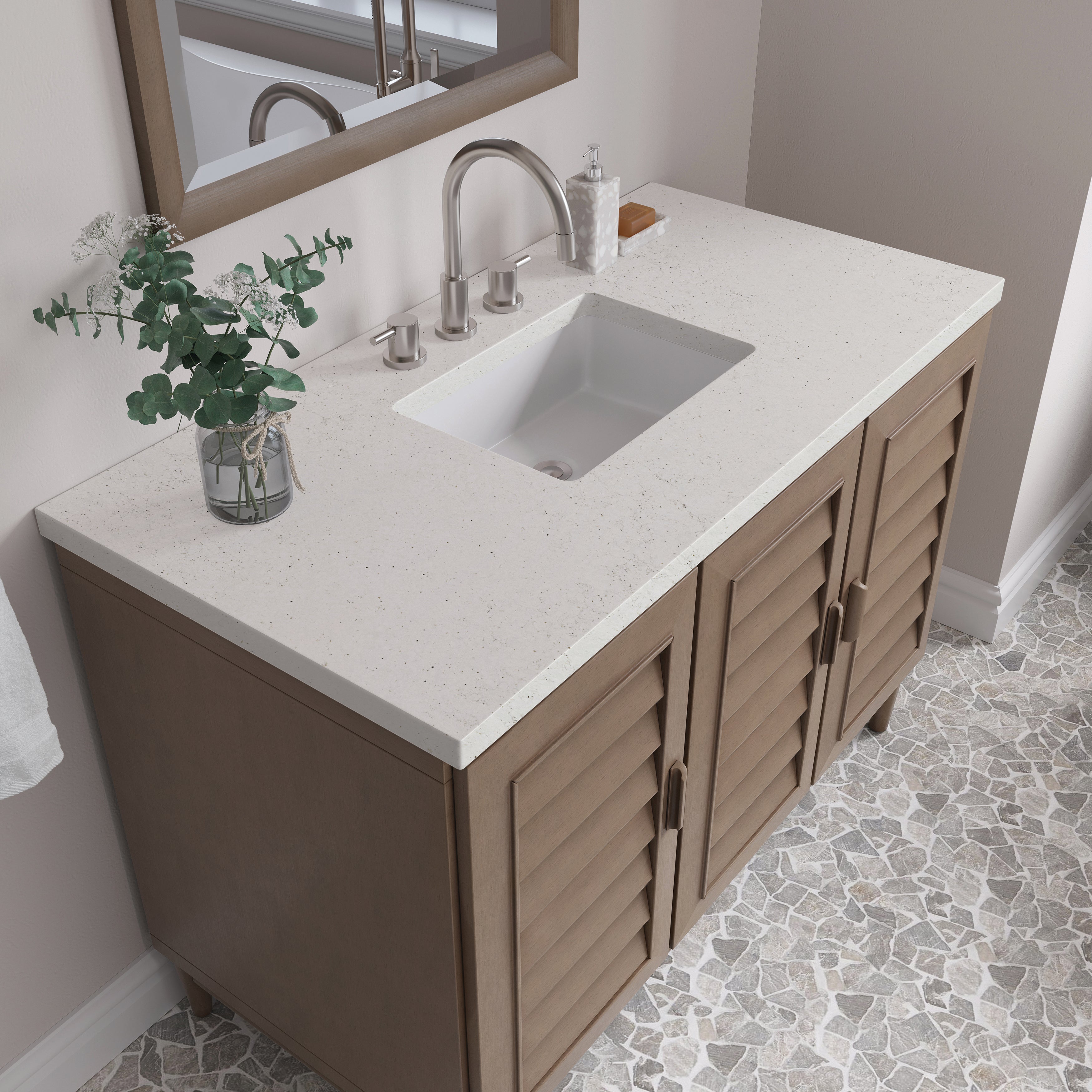 James Martin Portland 48" Single Vanity in Whitewashed Walnut with 3cm Countertop