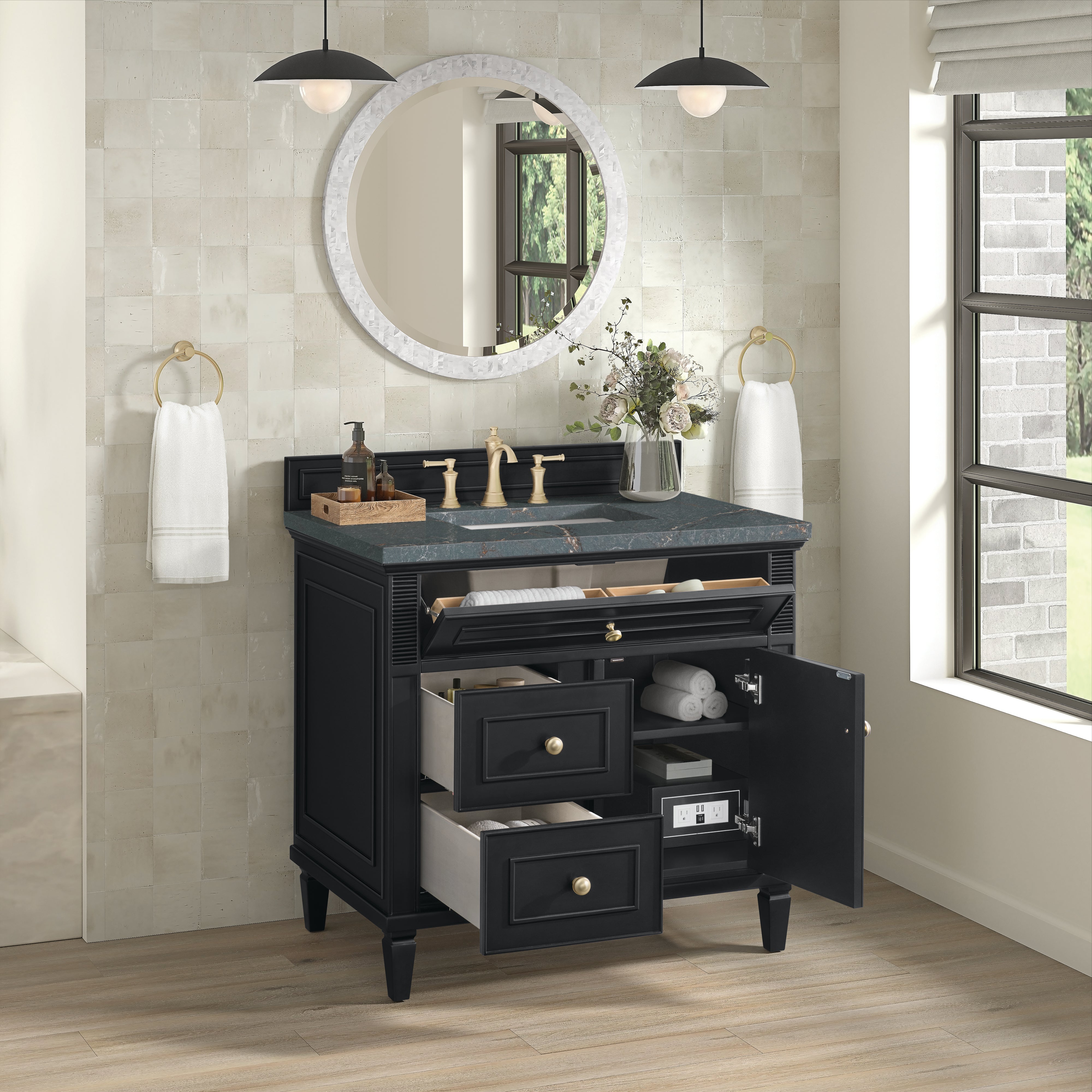 James Martin Lorelai 36" Single Vanity in Black Onyx with 3cm Countertop