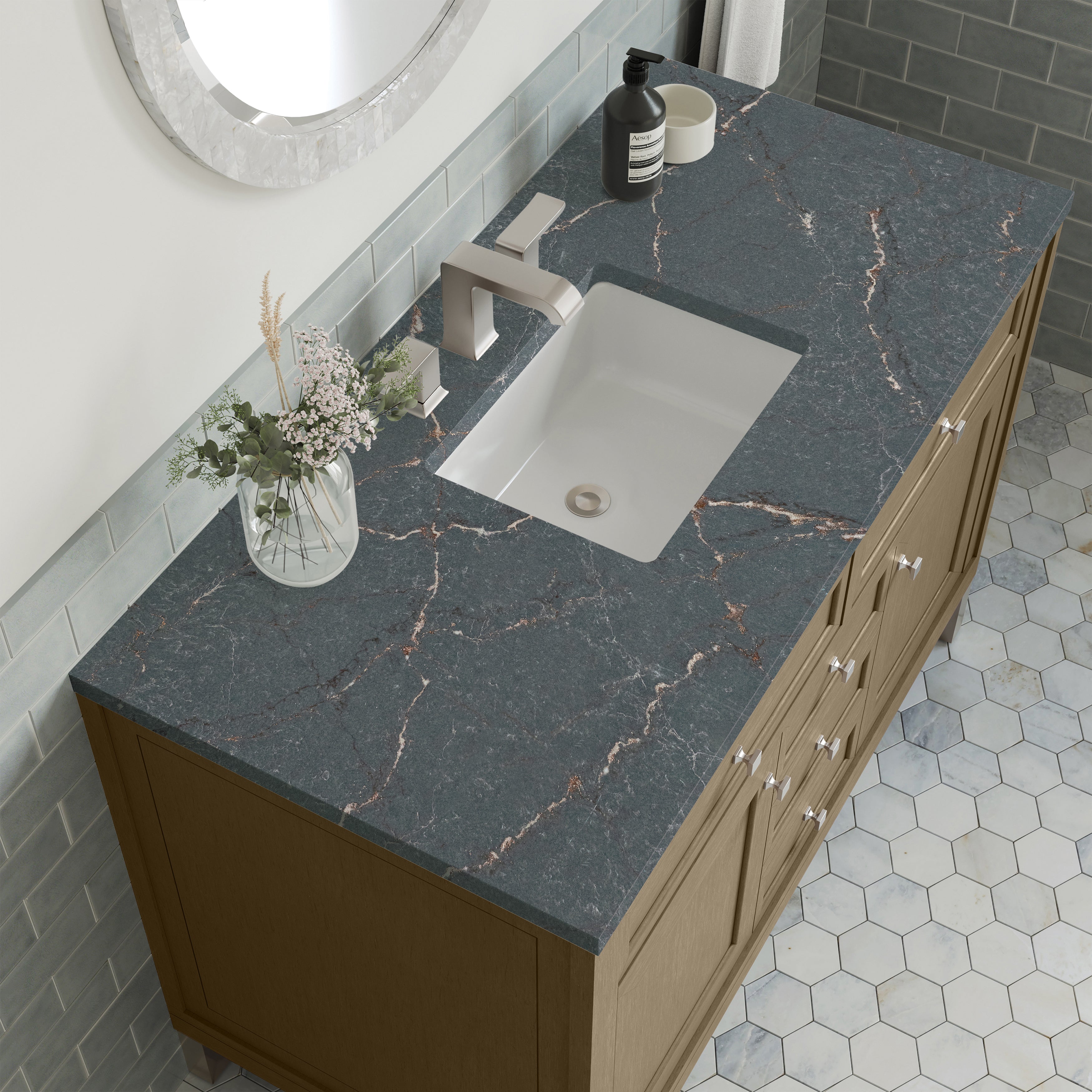 James Martin Chicago 48" Single Vanity in Walnut Whisper with 3cm Countertop