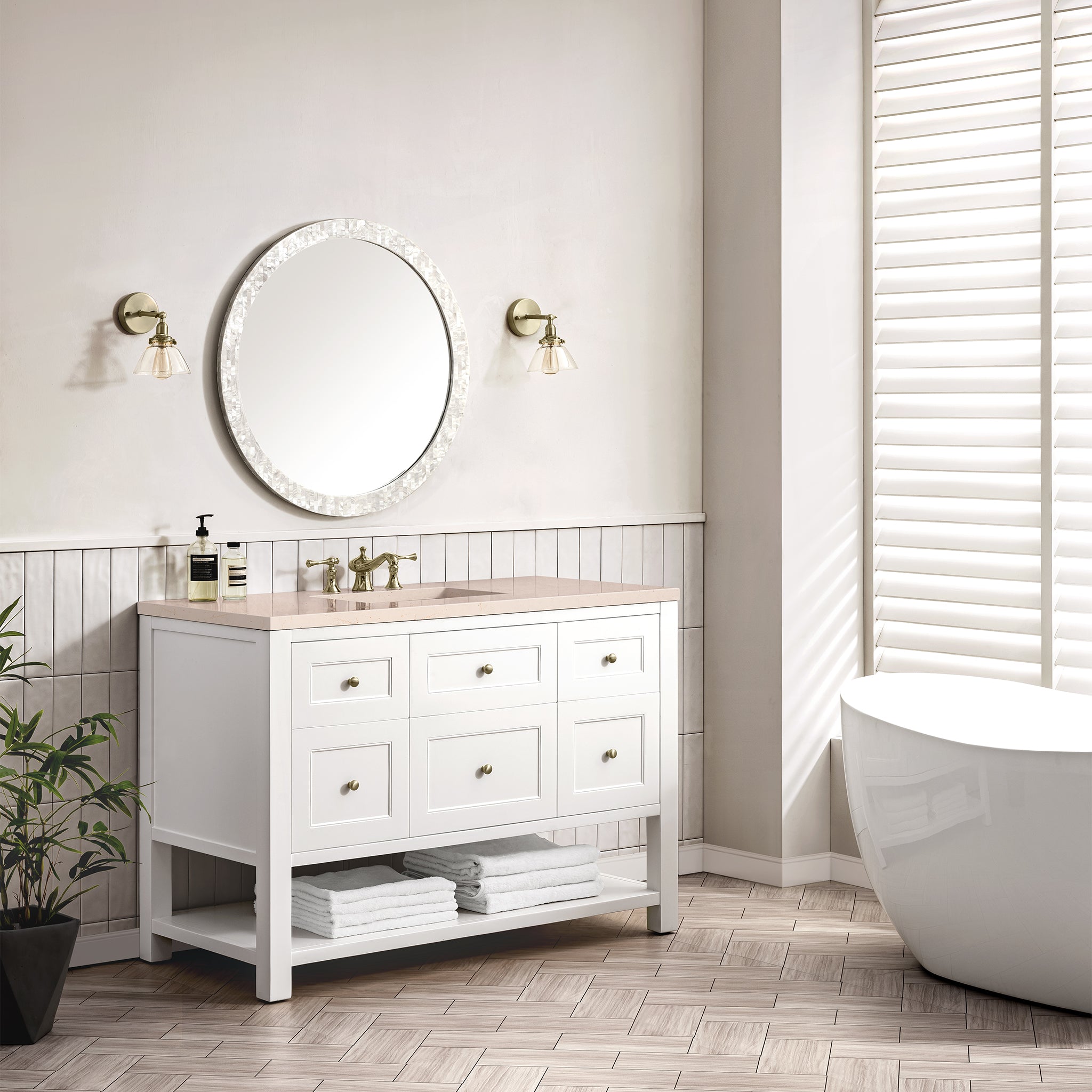 James Martin Breckenridge 48" Single Vanity in Bright White with 3cm Countertop