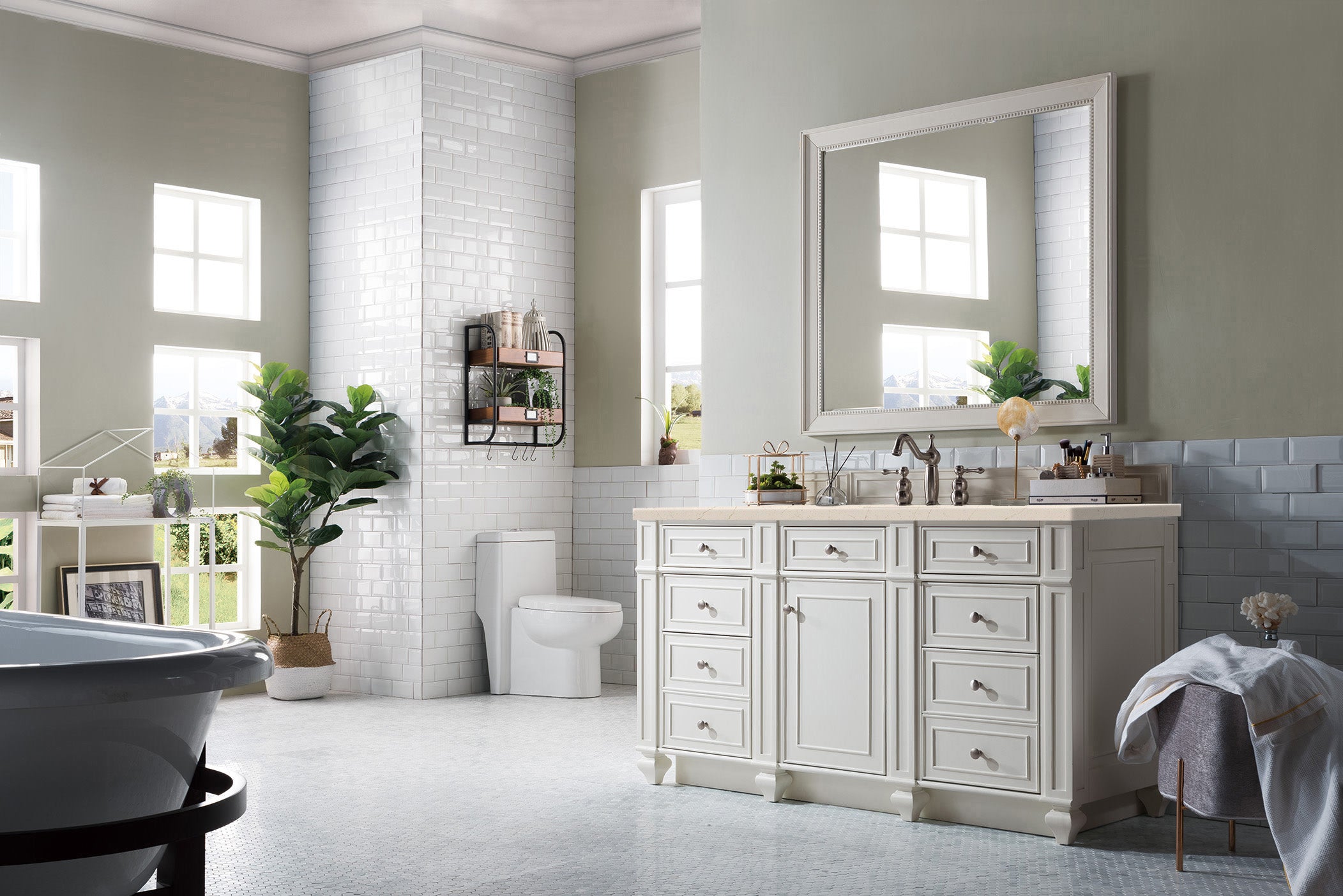 James Martin Bristol 60" Single Vanity in Bright White with 3cm Countertop