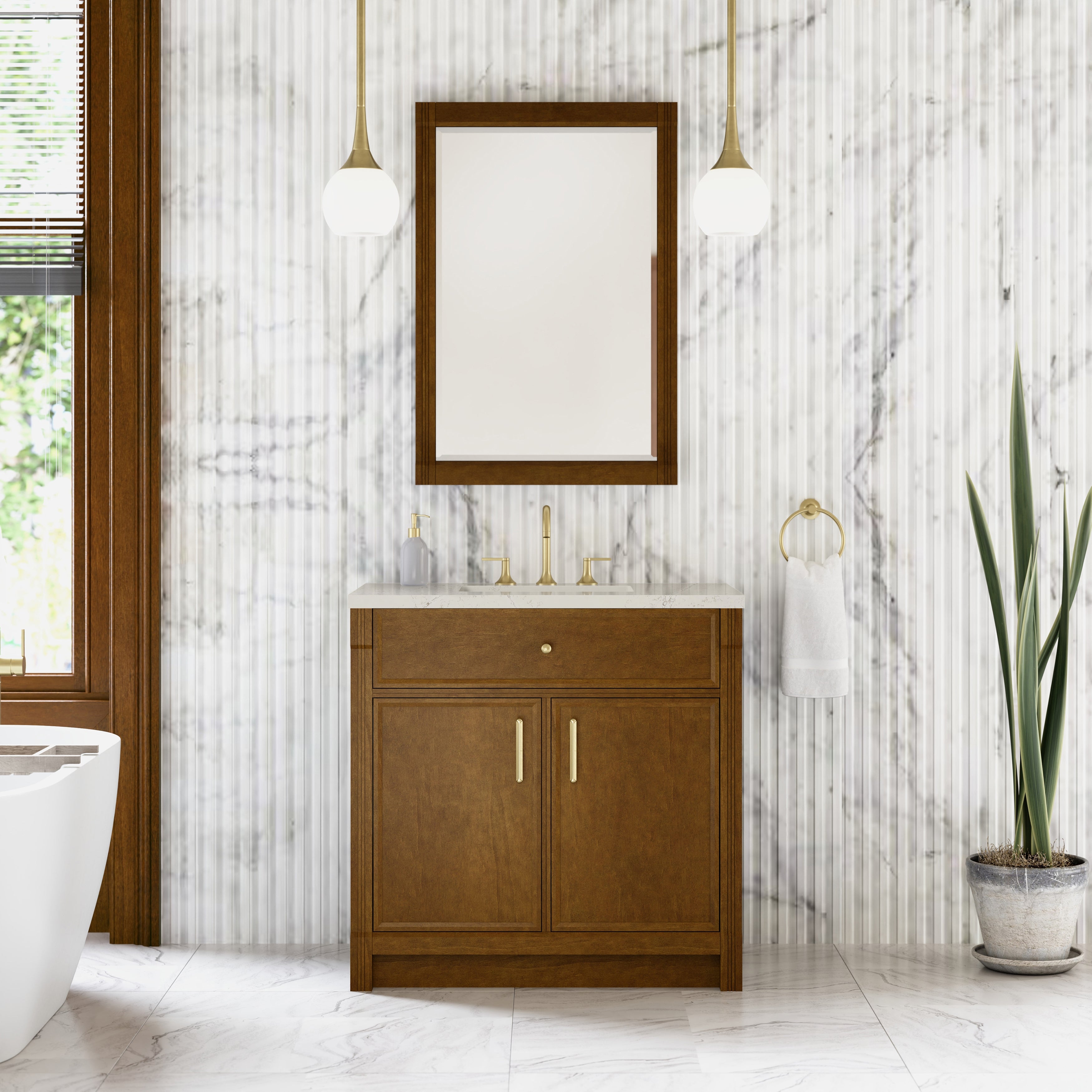 James Martin Bellshire 36" Single Vanity in Honey Oak with 3cm Countertop