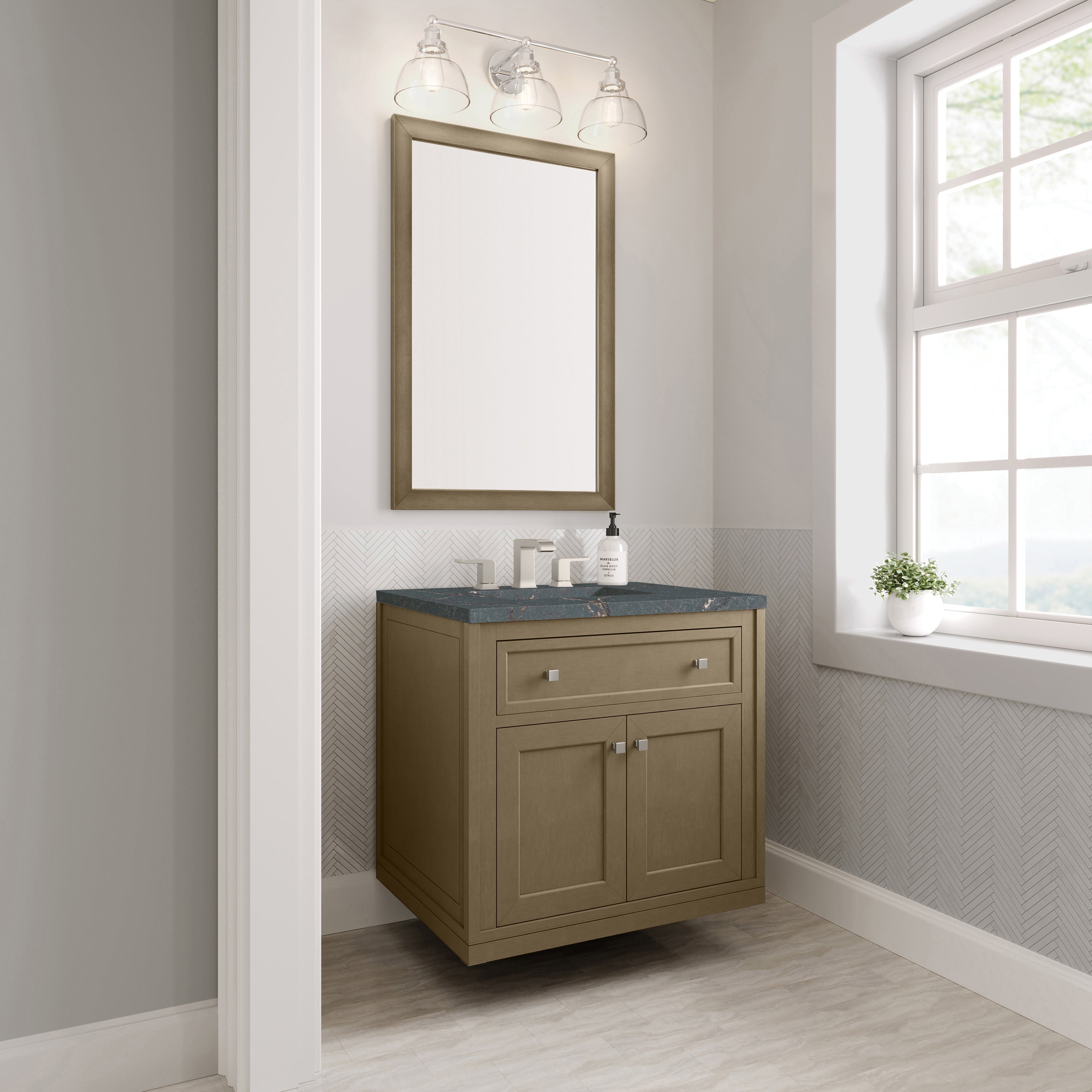 James Martin Chicago 30" Single Vanity in Walnut Whisper with 3cm Countertop