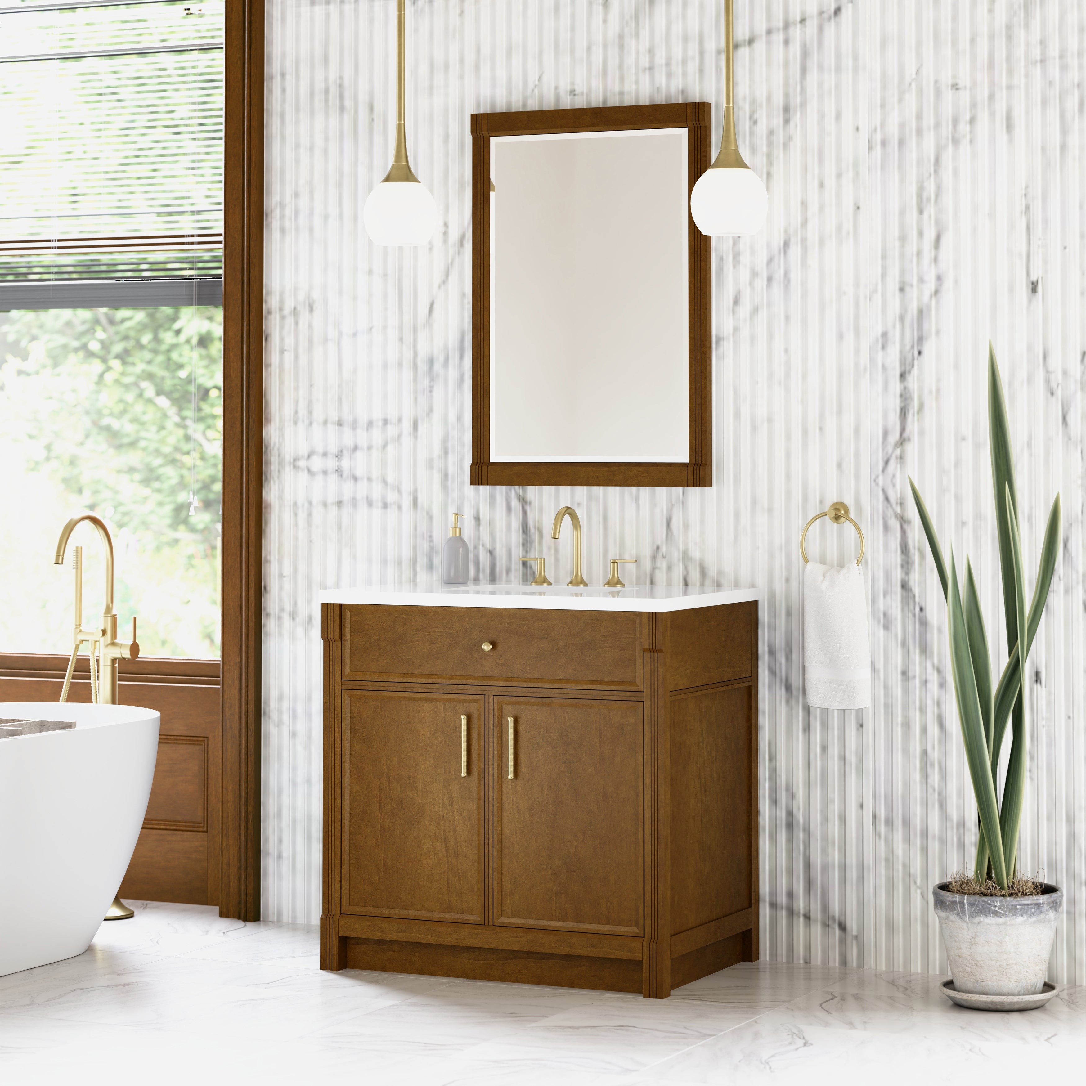 James Martin Bellshire 36" Single Vanity in Honey Oak with 3cm Countertop