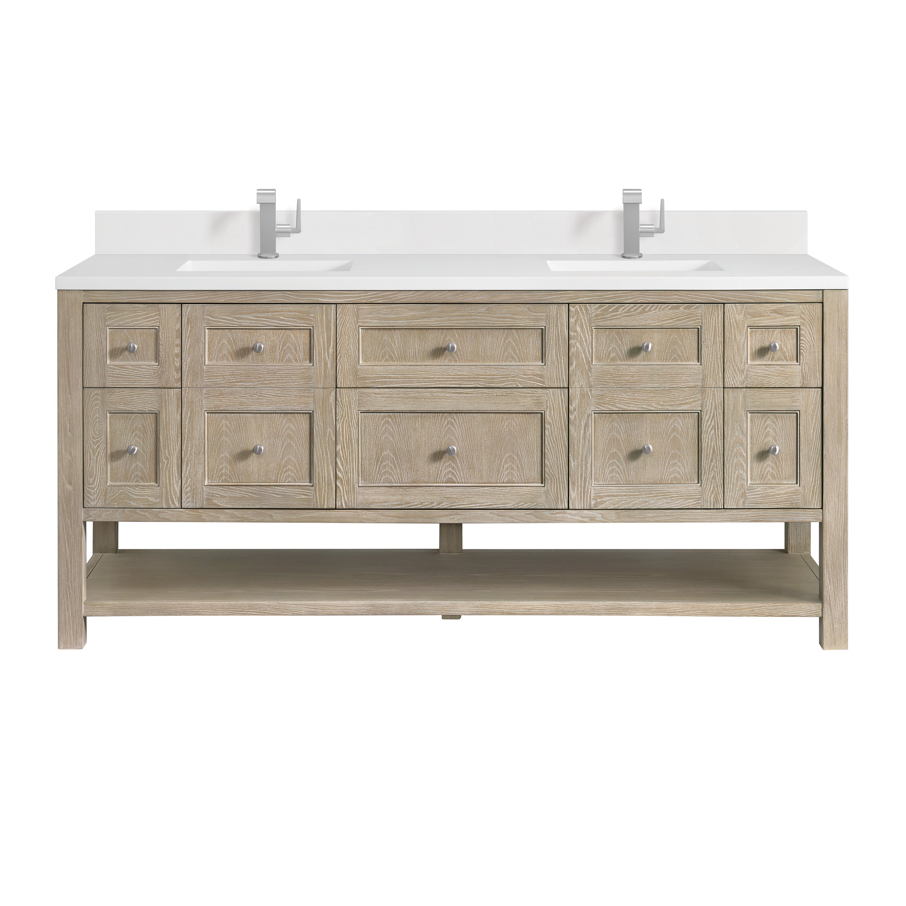 James Martin Breckenridge 72" Double Vanity in Whitewashed Oak with 3cm Countertop