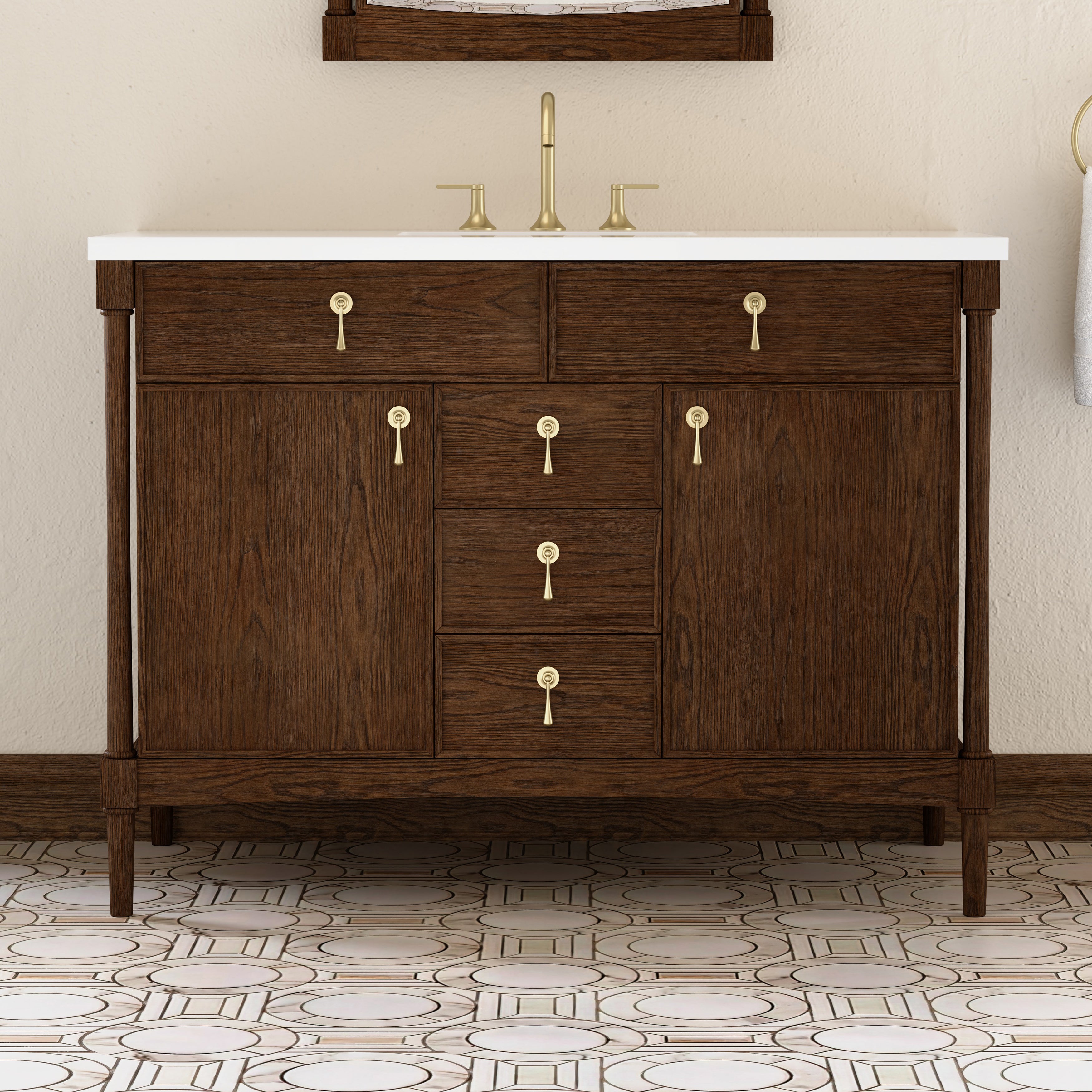 James Martin Kinnsden 48" Single Vanity in Sable Oak with 3cm Countertop