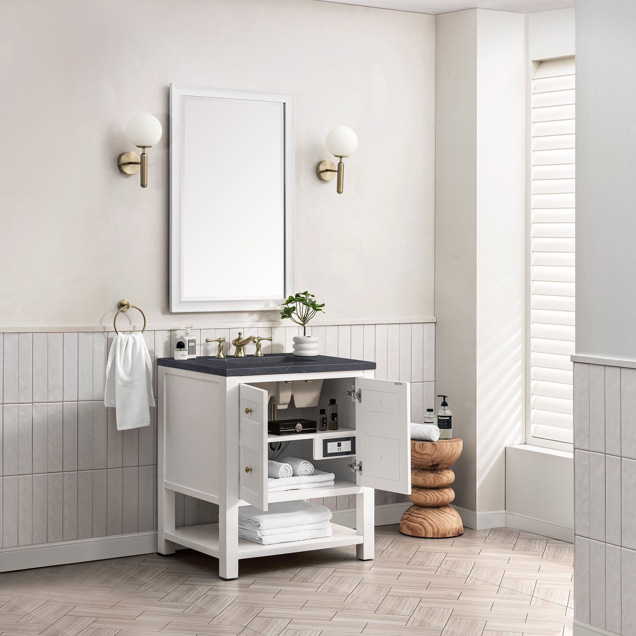 James Martin Breckenridge 30" Single Vanity in Bright White with 3cm Countertop